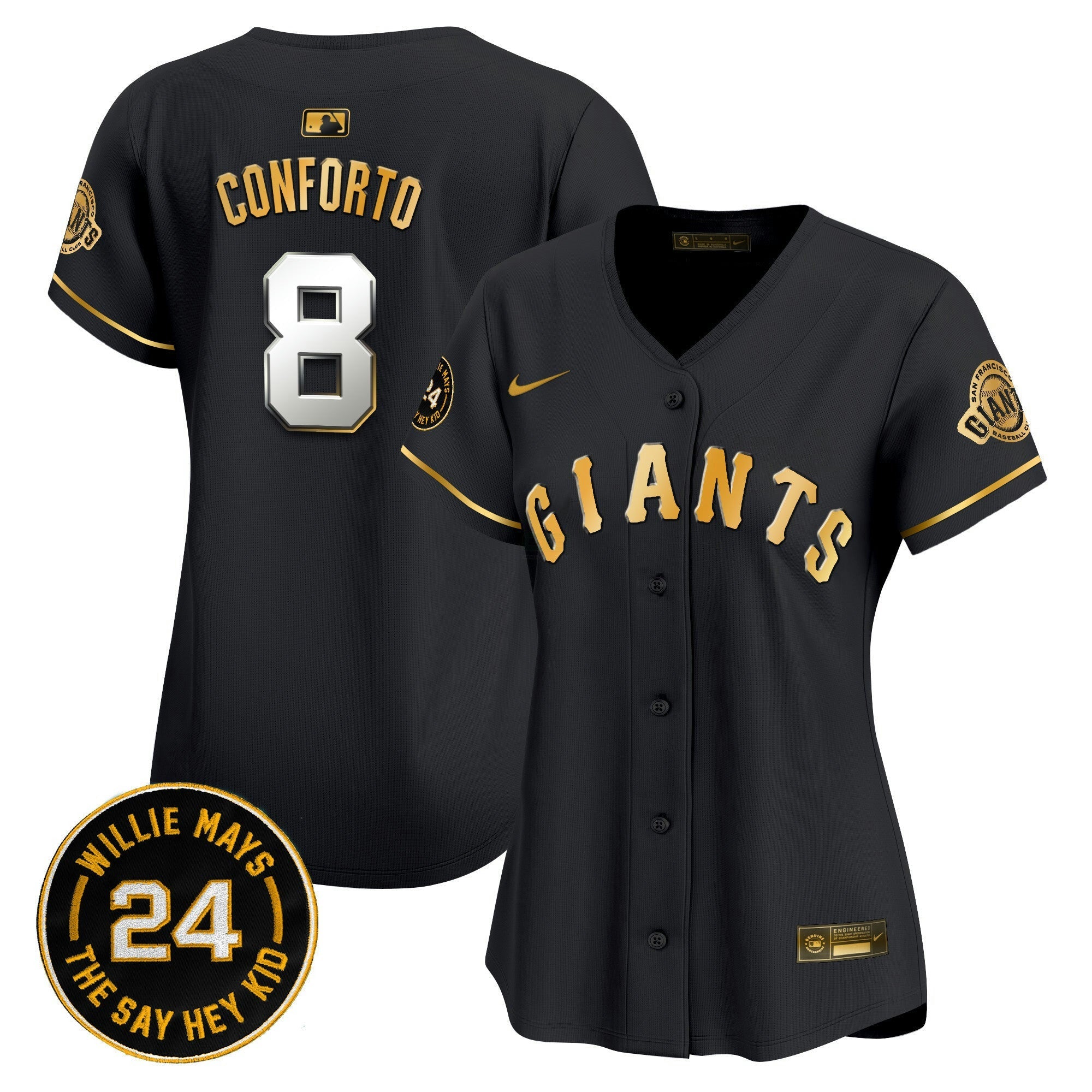 Camisa MLB Women’s San Francisco 2024 Willie Mays Patch Vapor Premier Limited Jersey