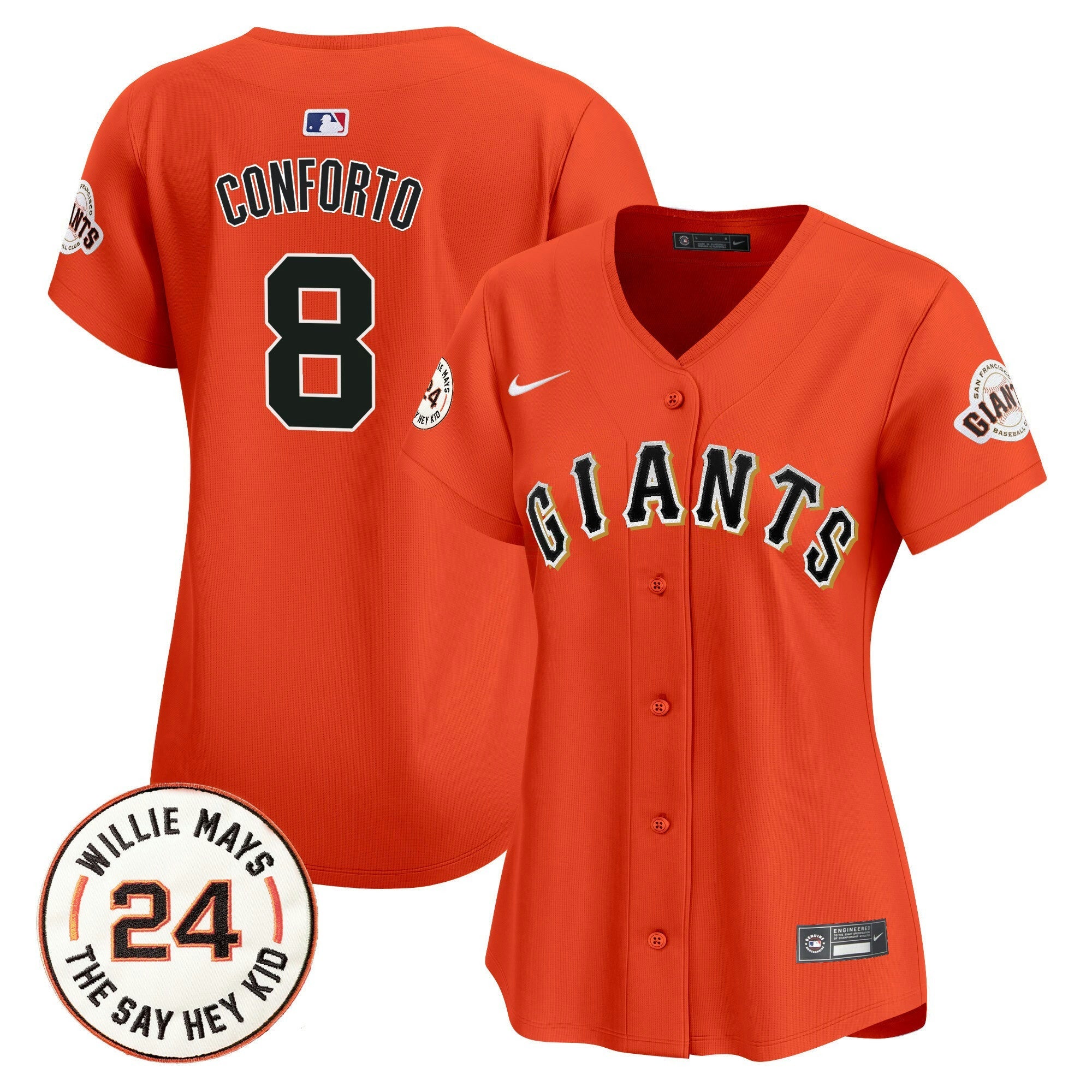 Camisa MLB Women’s San Francisco 2024 Willie Mays Patch Vapor Premier Limited Jersey