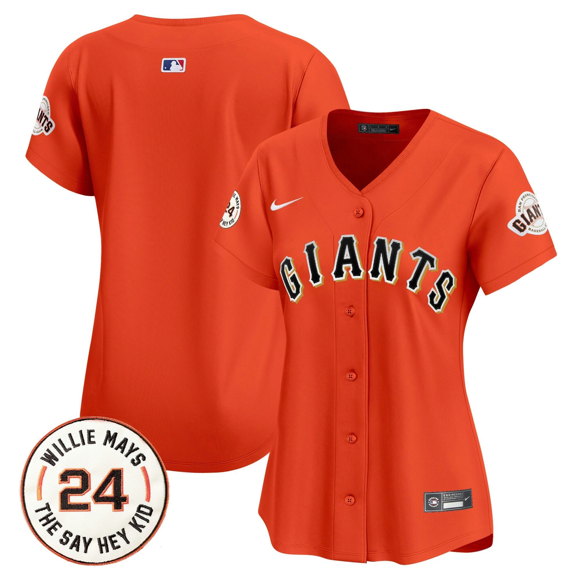 Camisa MLB Women’s San Francisco 2024 Willie Mays Patch Vapor Premier Limited Jersey