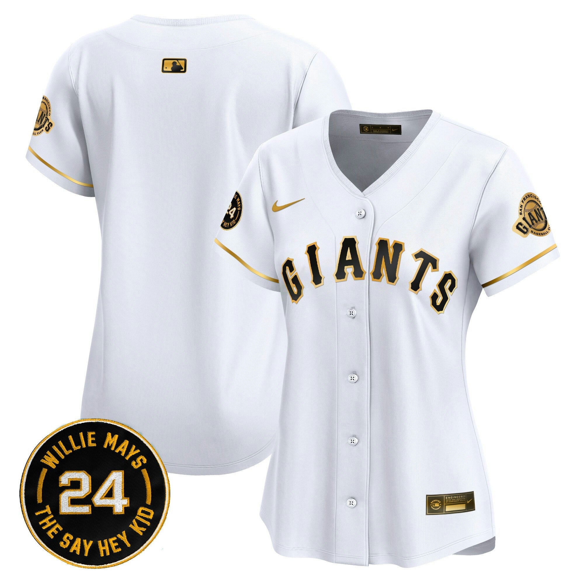 Camisa MLB Women’s San Francisco 2024 Willie Mays Patch Vapor Premier Limited Jersey