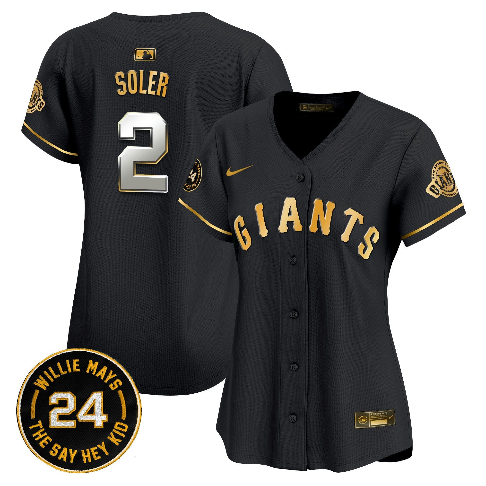 Camisa MLB Women’s San Francisco 2024 Willie Mays Patch Vapor Premier Limited Jersey