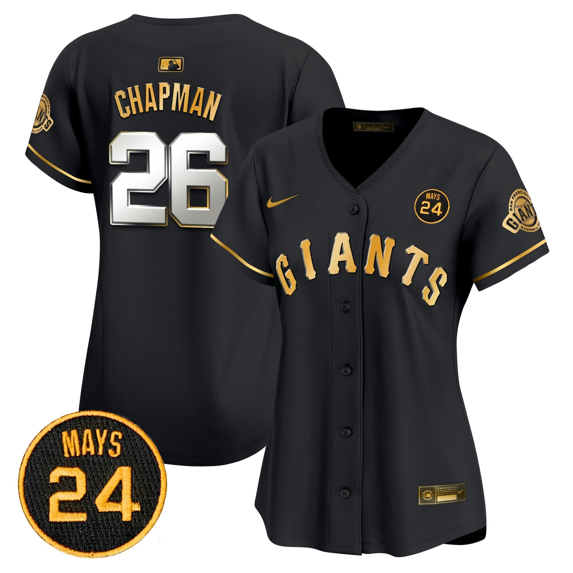 Camisa MLB Women’s San Francisco 2024 Willie Mays Patch Vapor Premier Limited Jersey V3
