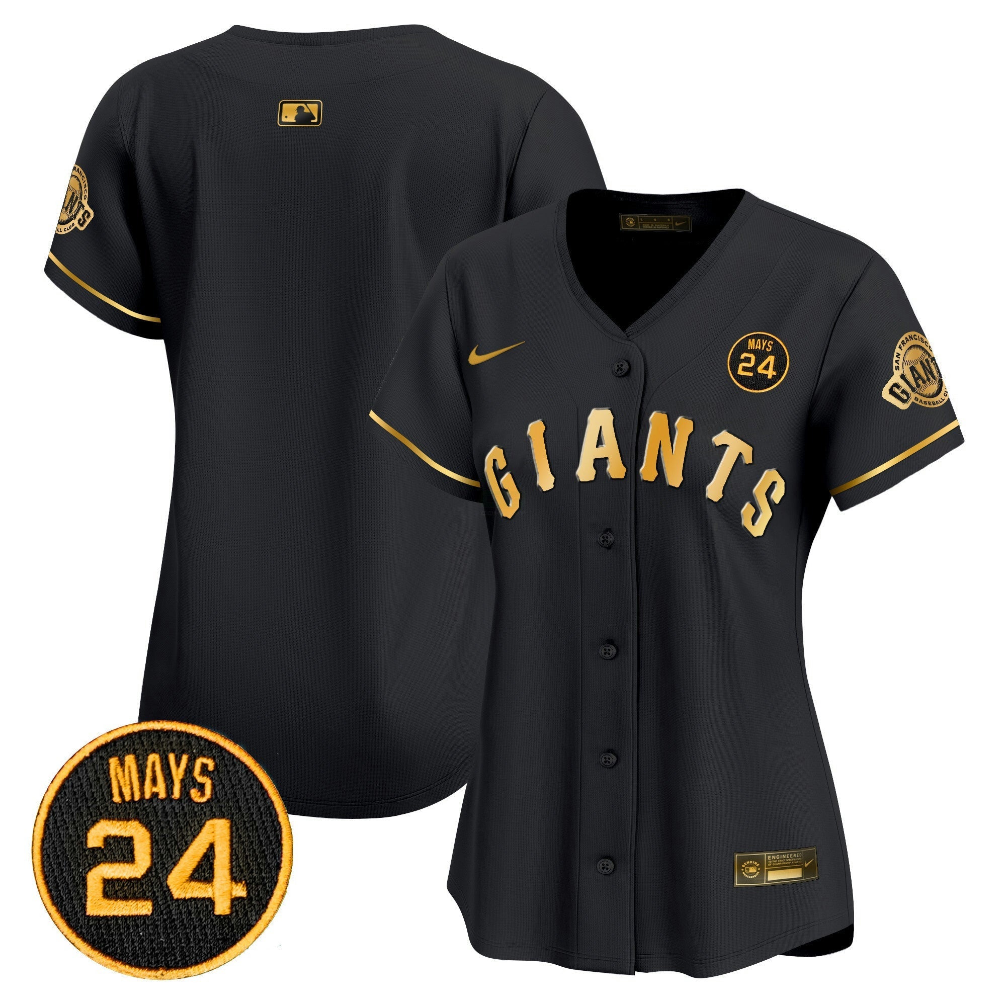 Camisa MLB Women’s San Francisco 2024 Willie Mays Patch Vapor Premier Limited Jersey V3