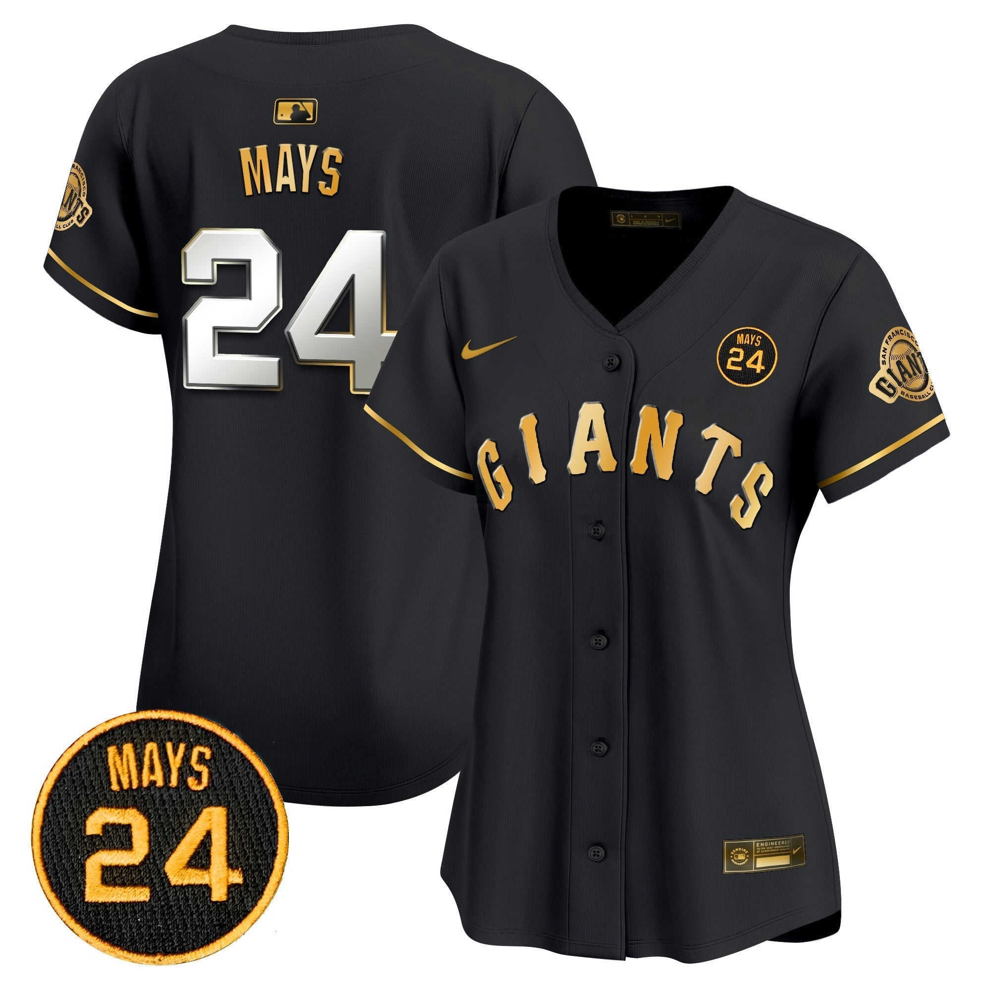 Camisa MLB Women’s San Francisco 2024 Willie Mays Patch Vapor Premier Limited Jersey V3