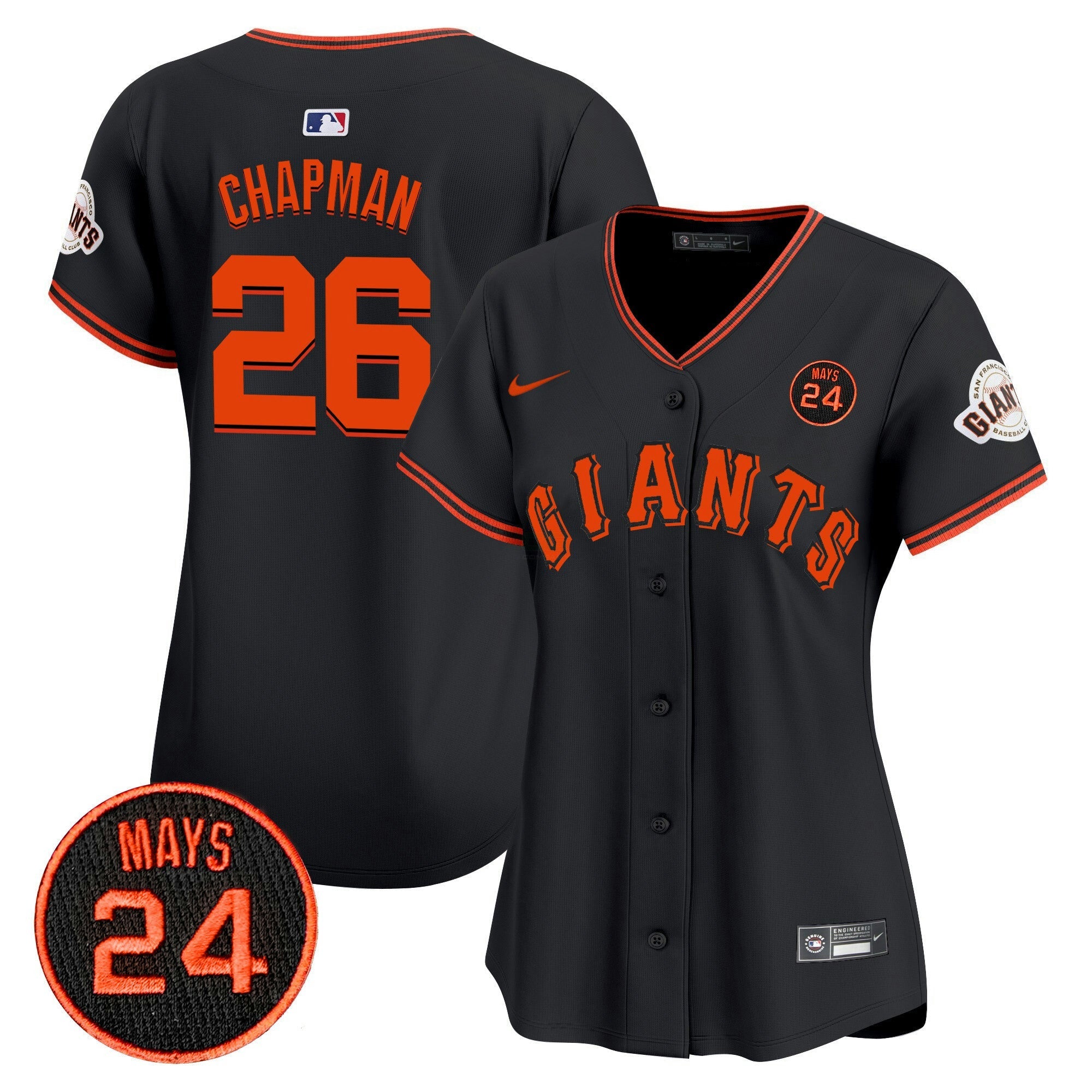 Camisa MLB Women’s San Francisco 2024 Willie Mays Patch Vapor Premier Limited Jersey V3