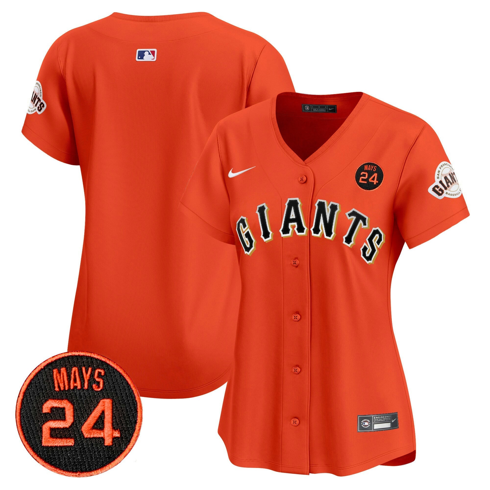 Camisa MLB Women’s San Francisco 2024 Willie Mays Patch Vapor Premier Limited Jersey V3