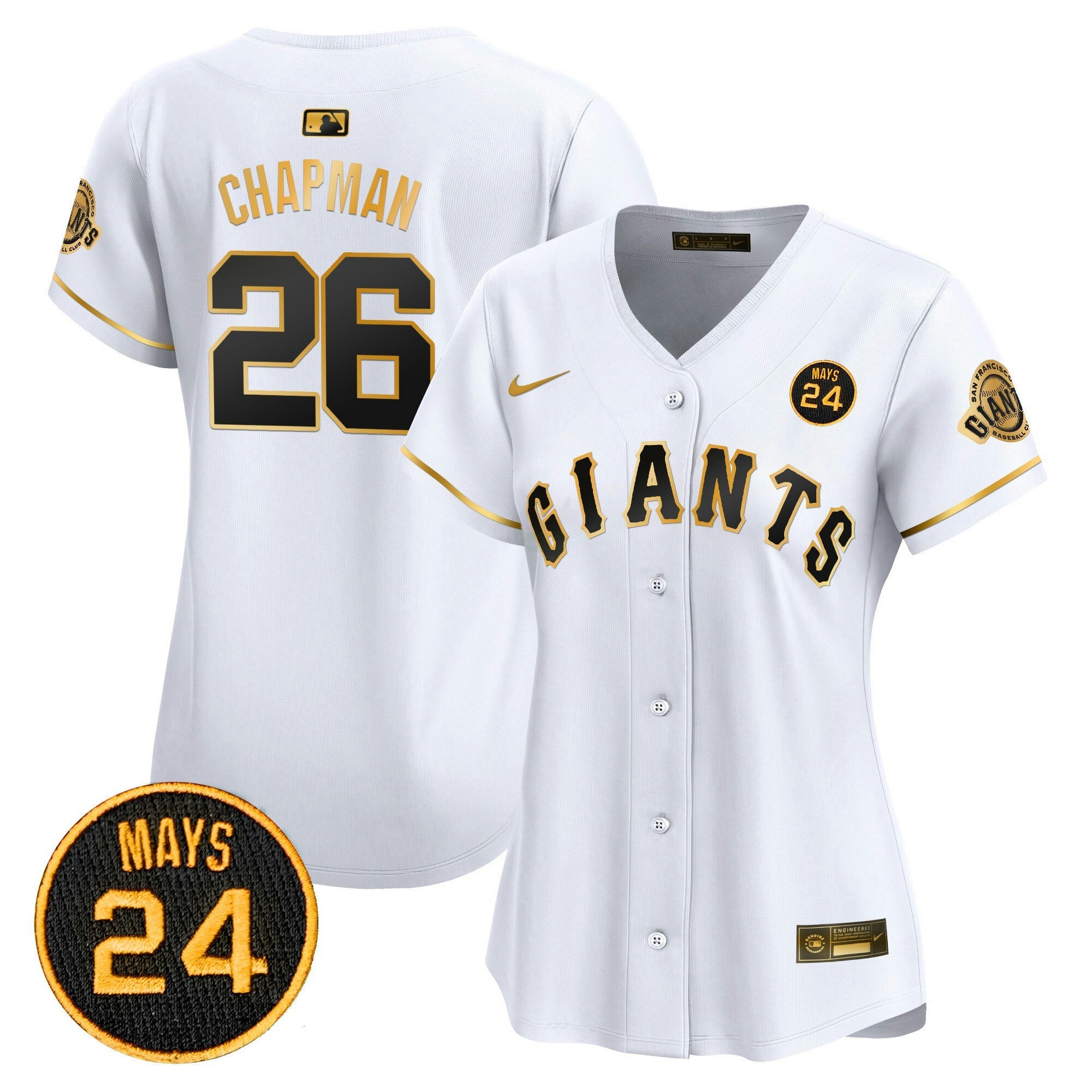 Camisa MLB Women’s San Francisco 2024 Willie Mays Patch Vapor Premier Limited Jersey V3