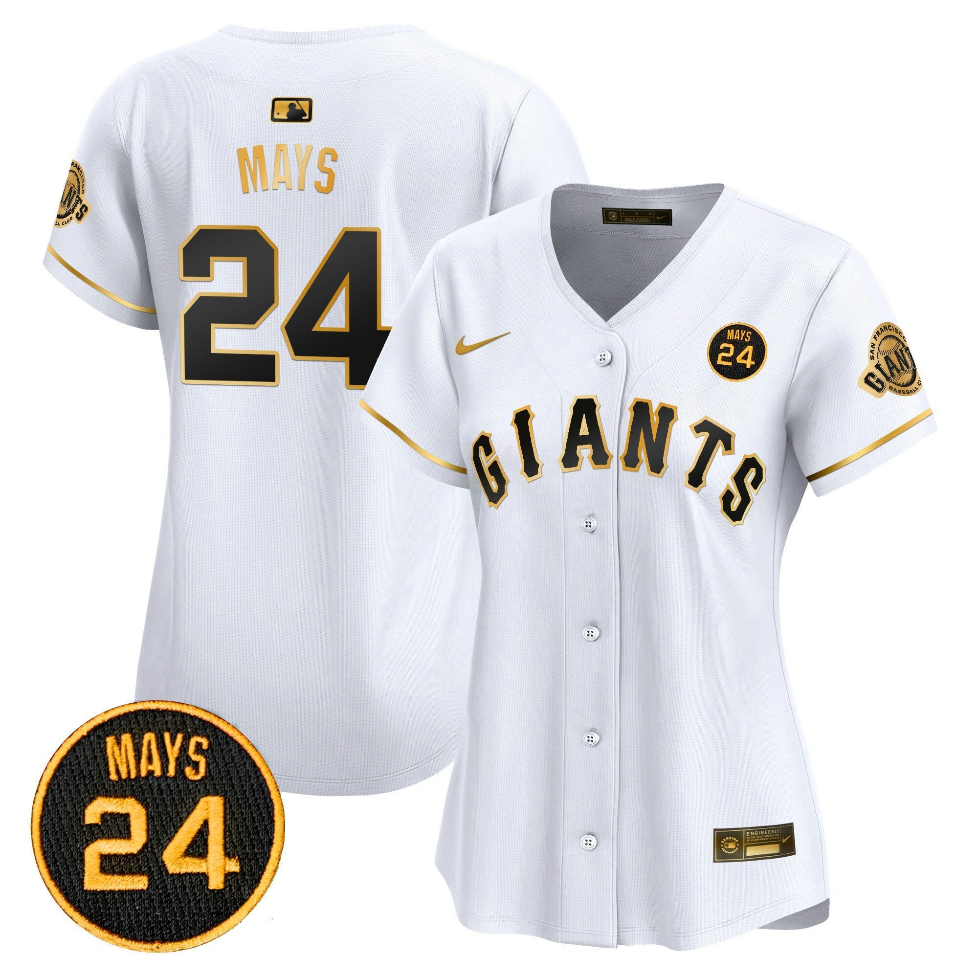 Camisa MLB Women’s San Francisco 2024 Willie Mays Patch Vapor Premier Limited Jersey V3