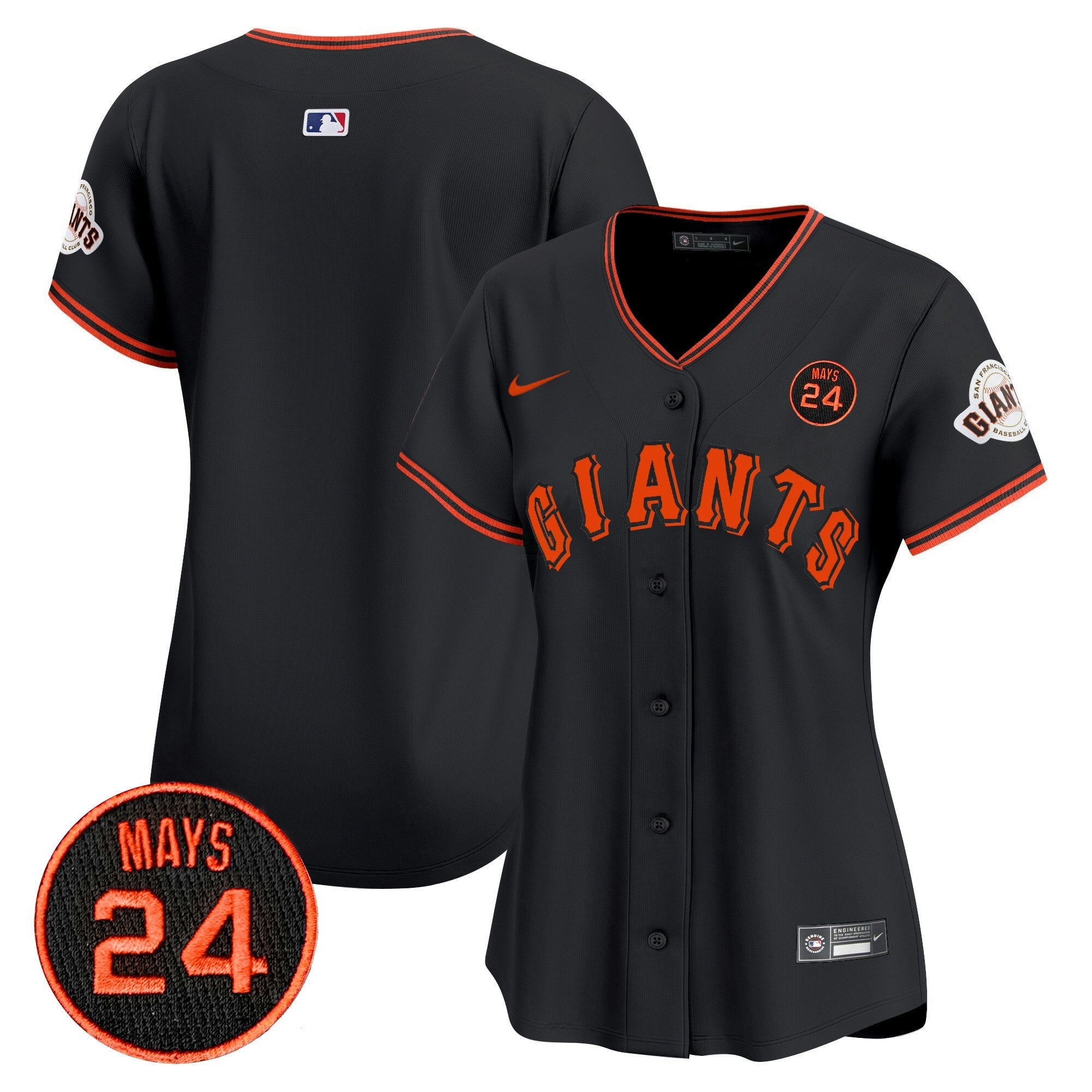 Camisa MLB Women’s San Francisco 2024 Willie Mays Patch Vapor Premier Limited Jersey V3