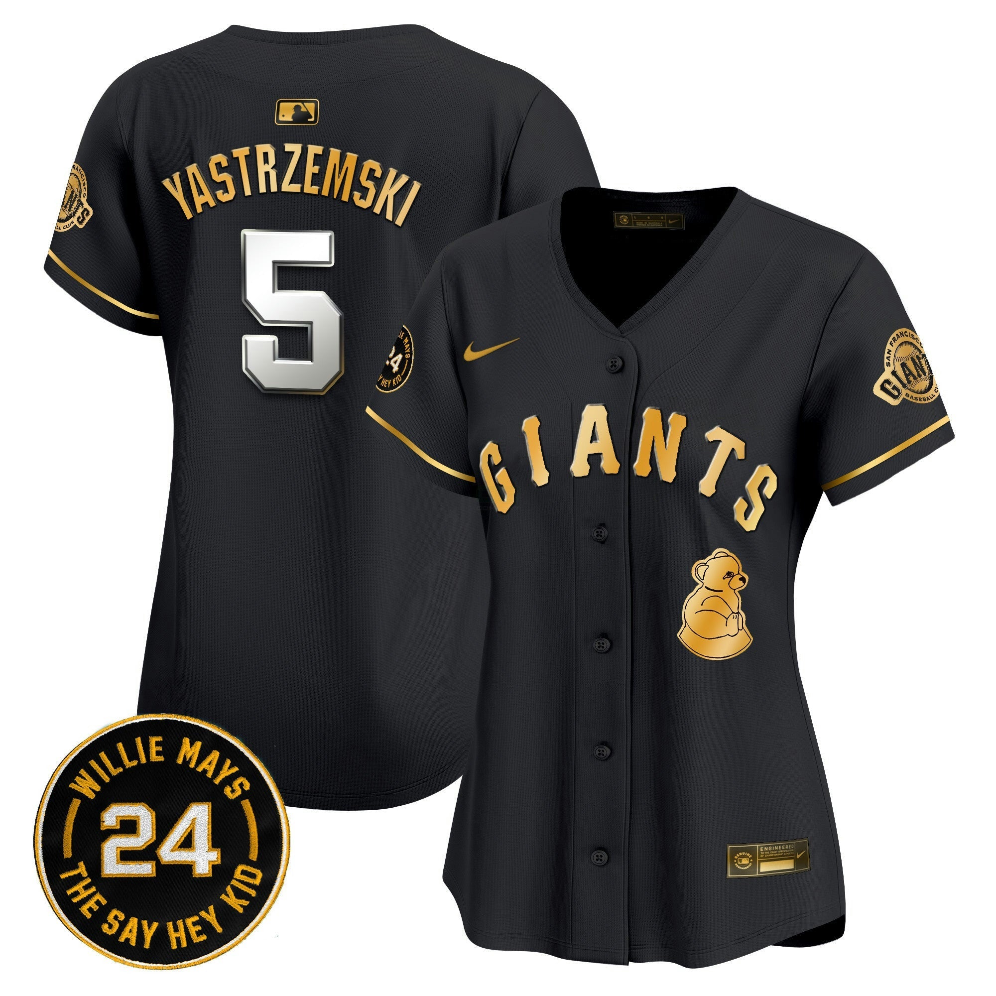 Camisa MLB Women’s San Francisco 2024 Willie Mays Patch Vapor Premier Limited Jersey V4