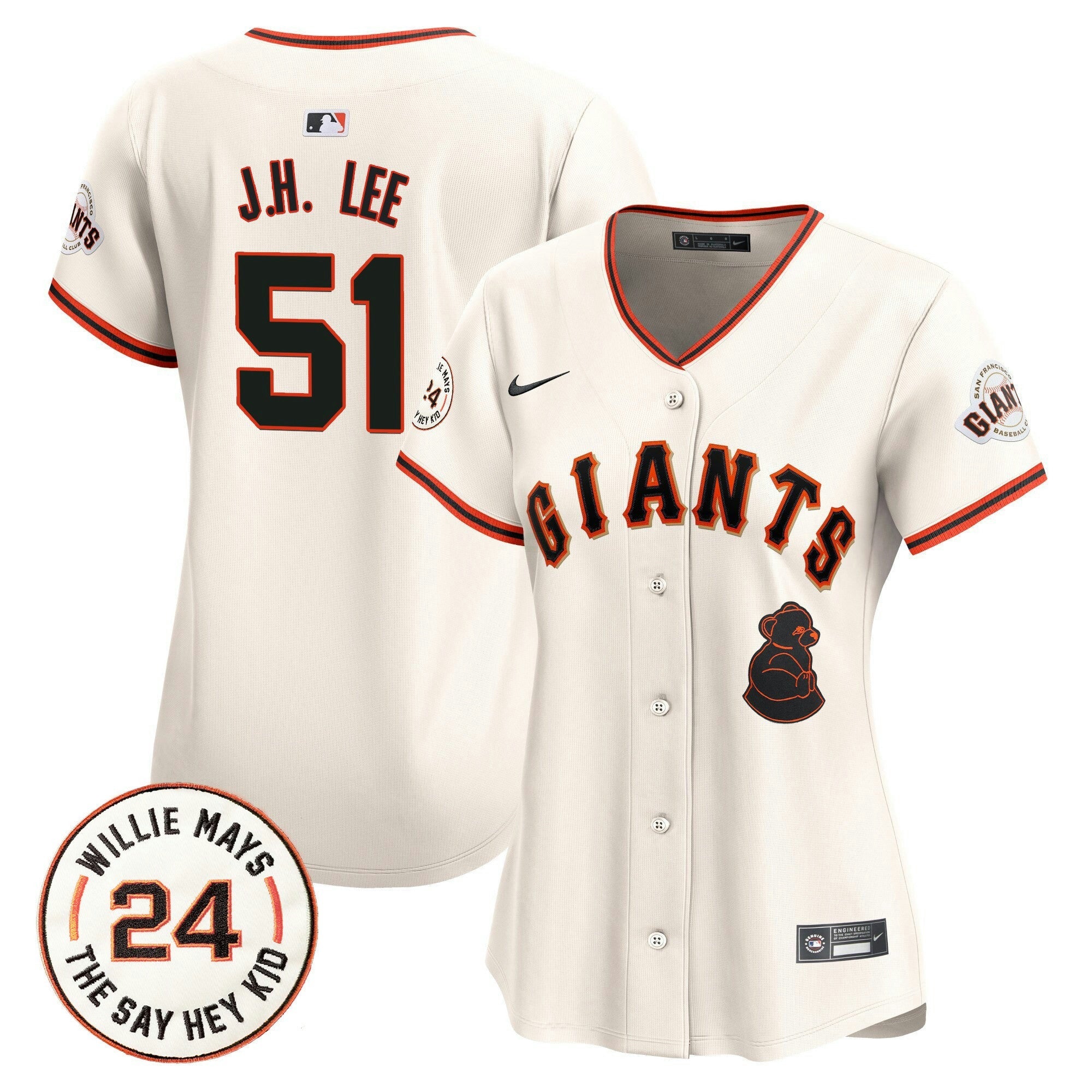 Camisa MLB Women’s San Francisco 2024 Willie Mays Patch Vapor Premier Limited Jersey V4