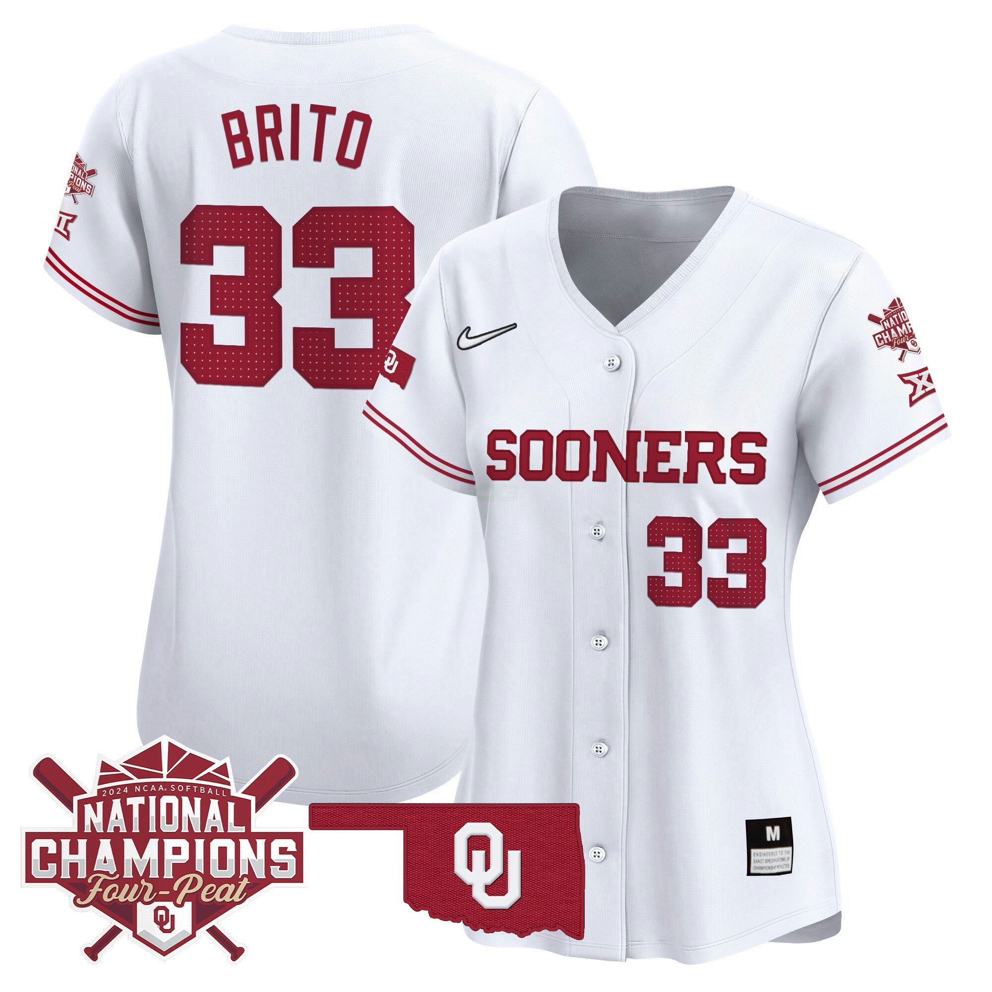 Camisa MLB Women’s size – Oklahoma Women’s Champions Patch Vapor Premier Limited Jersey V2