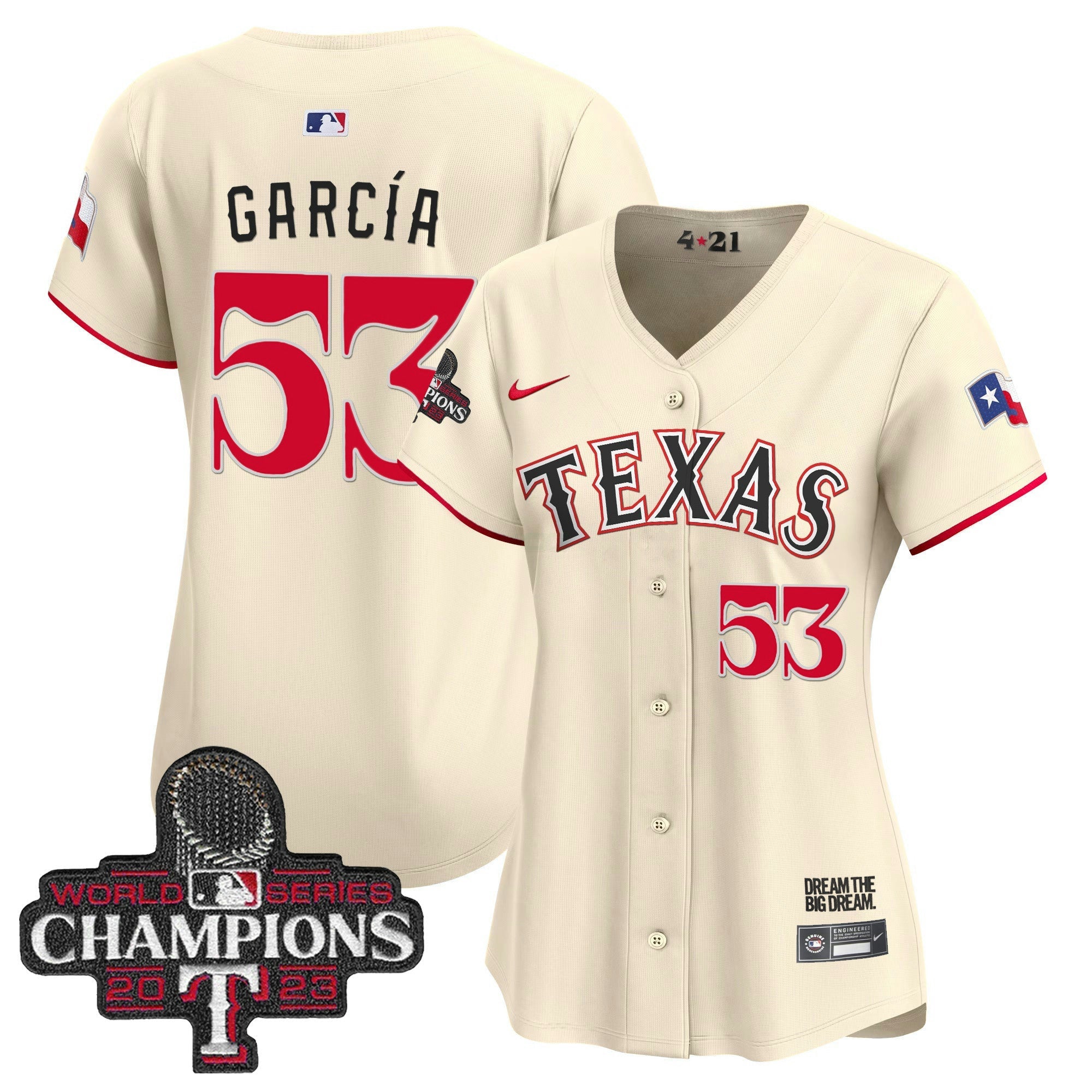 Camisa MLB Women’s Texas 2023 World Series Champions City Connect Vapor Premier Limited Jersey