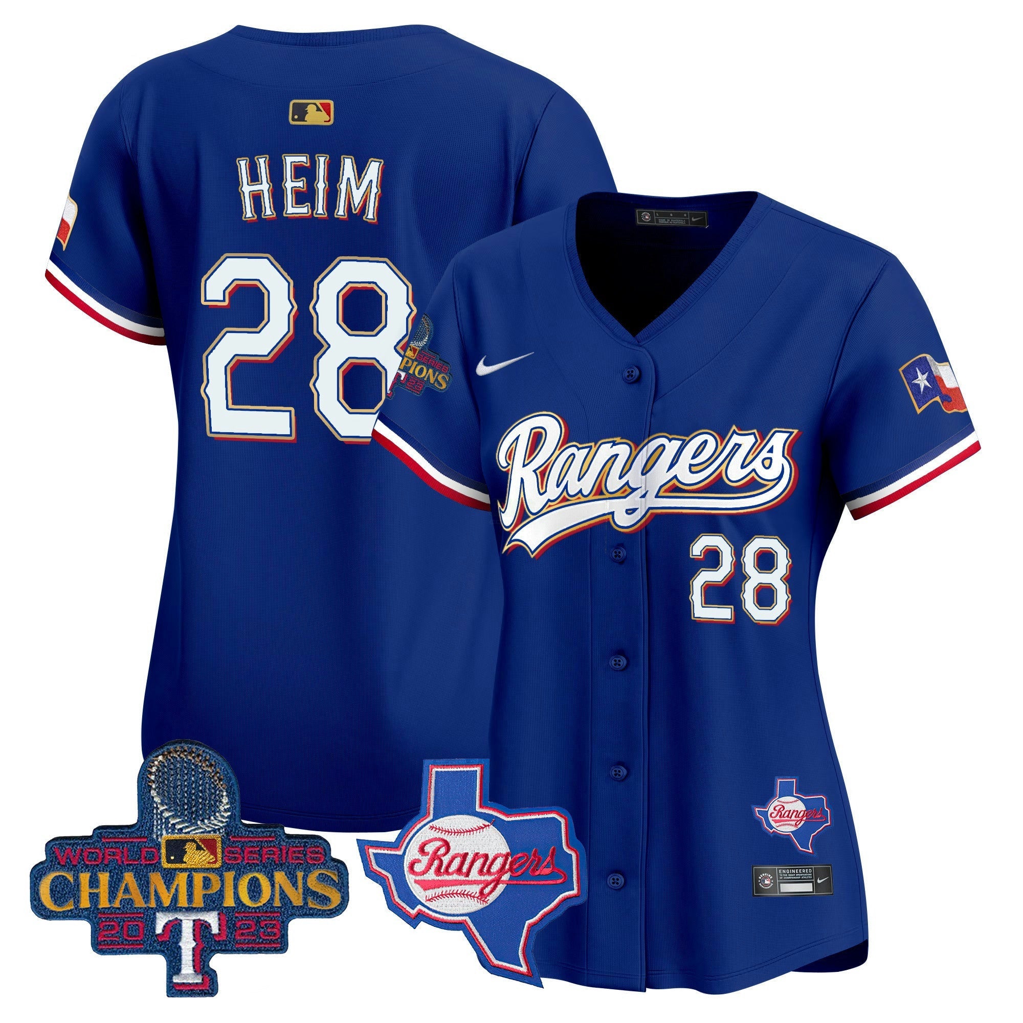 Camisa MLB Women’s Texas 2023 World Series Champions Dourada Trim Vapor Premier Limited Jersey V2