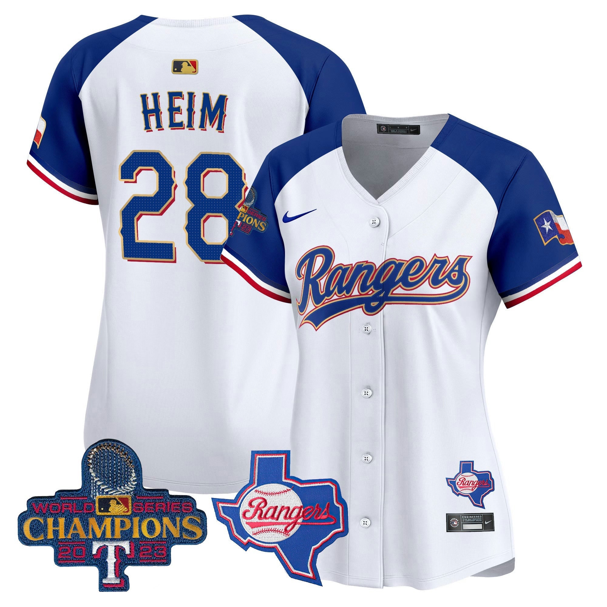 Camisa MLB Women’s Texas 2023 World Series Champions Dourada Trim Vapor Premier Limited Jersey V2