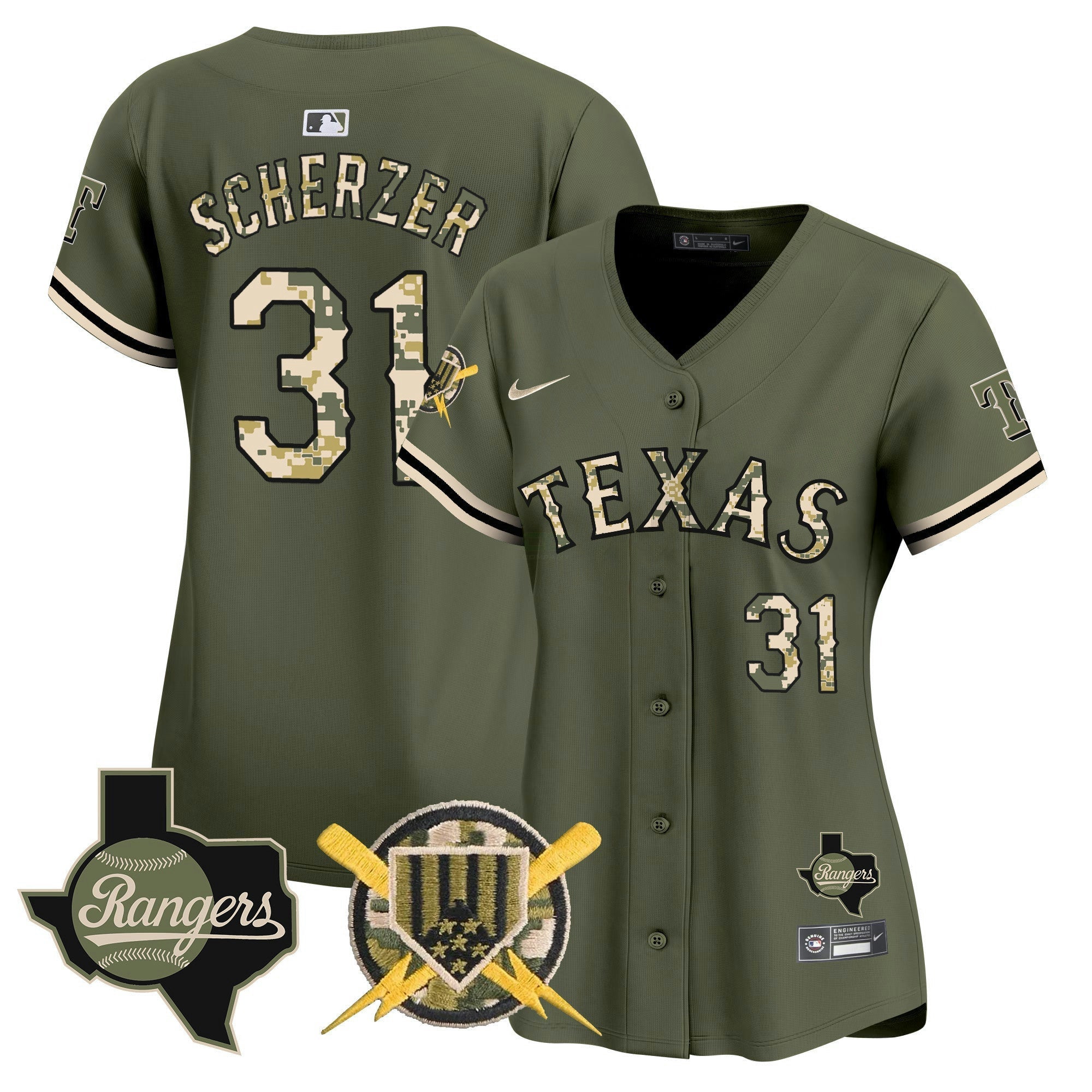 Camisa MLB Women’s Texas Armed Forces Day Vapor Premier Limited Jersey