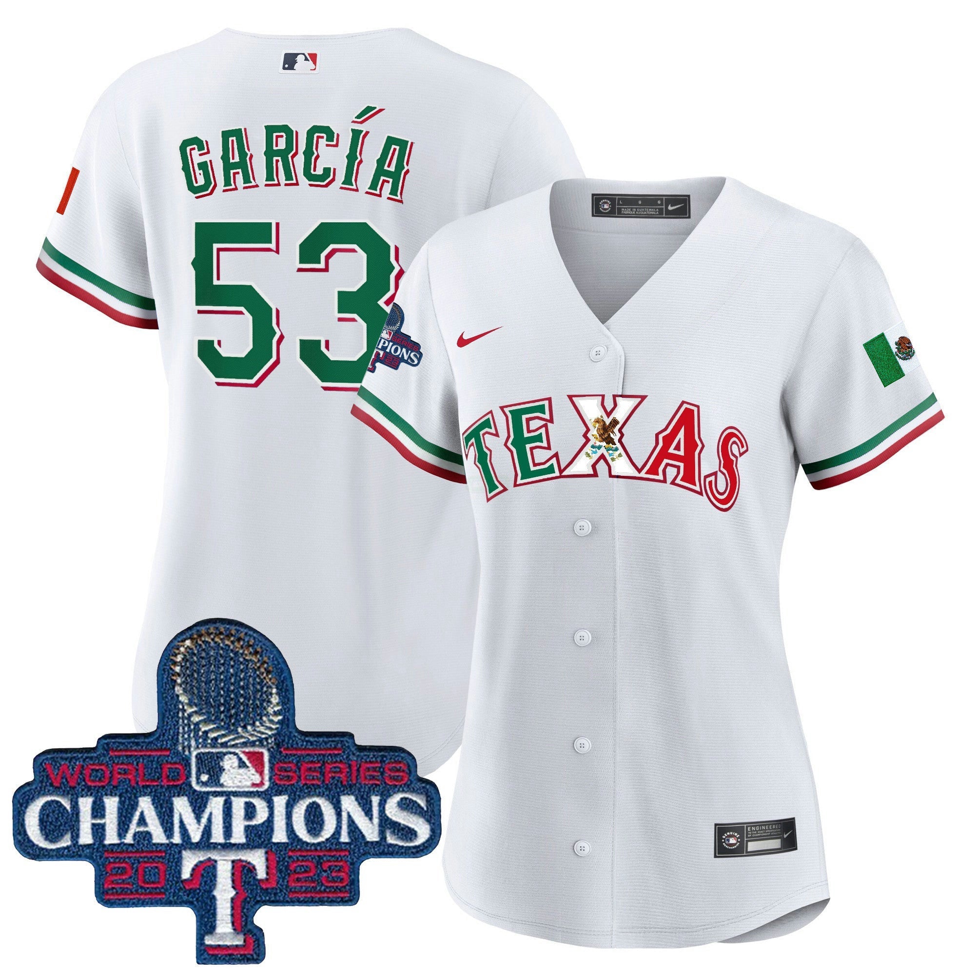 Camisa MLB Women’s Texas Mexico 2023 World Series Champions Jersey