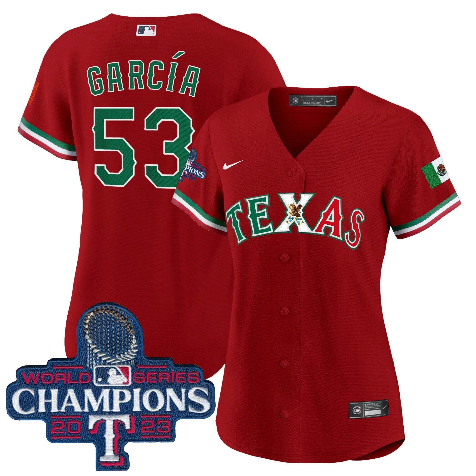 Camisa MLB Women’s Texas Mexico 2023 World Series Champions Jersey
