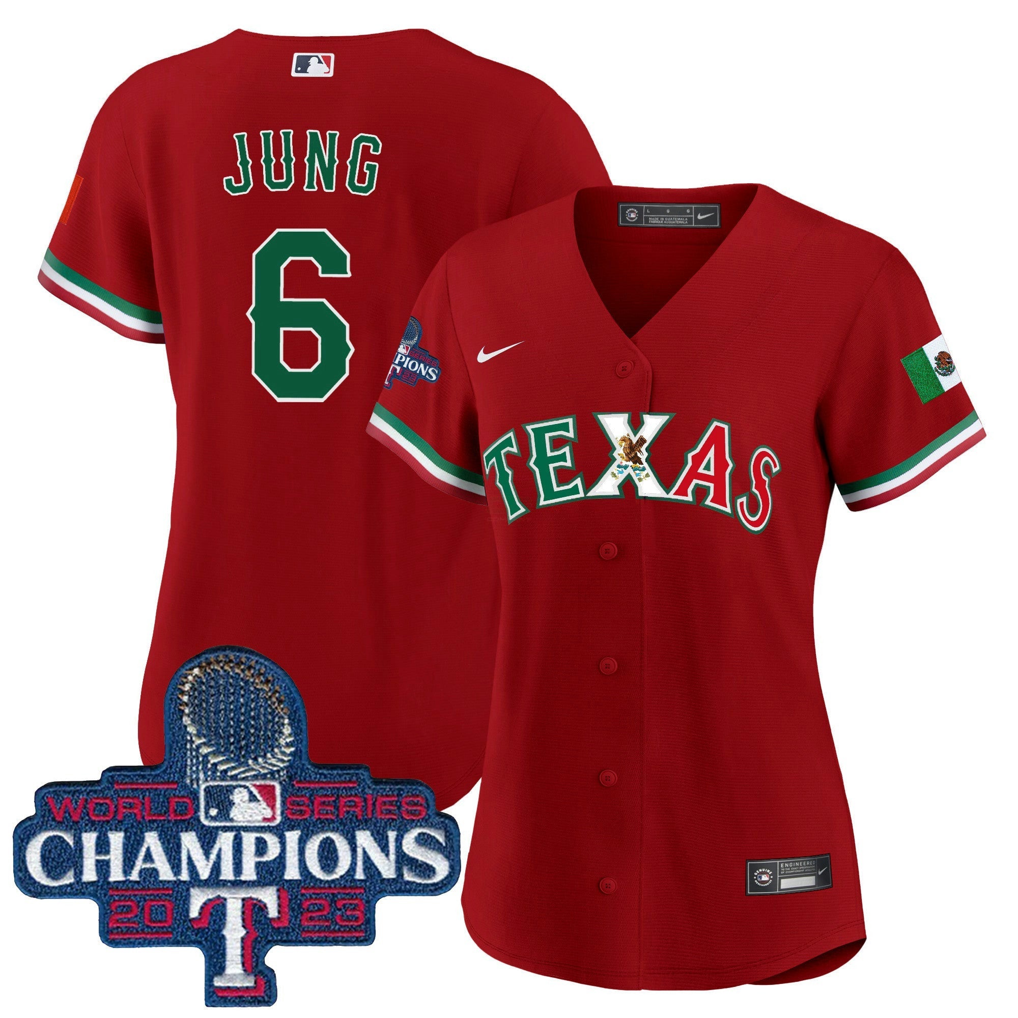 Camisa MLB Women’s Texas Mexico 2023 World Series Champions Jersey