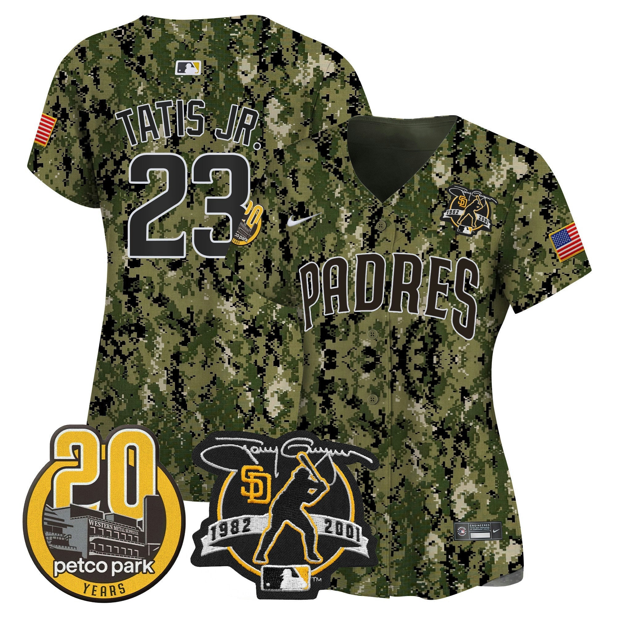 Camisa MLB Women’s Tony Gwynn & Petco Park 20th Patch USMC Vapor Premier Limited Jersey