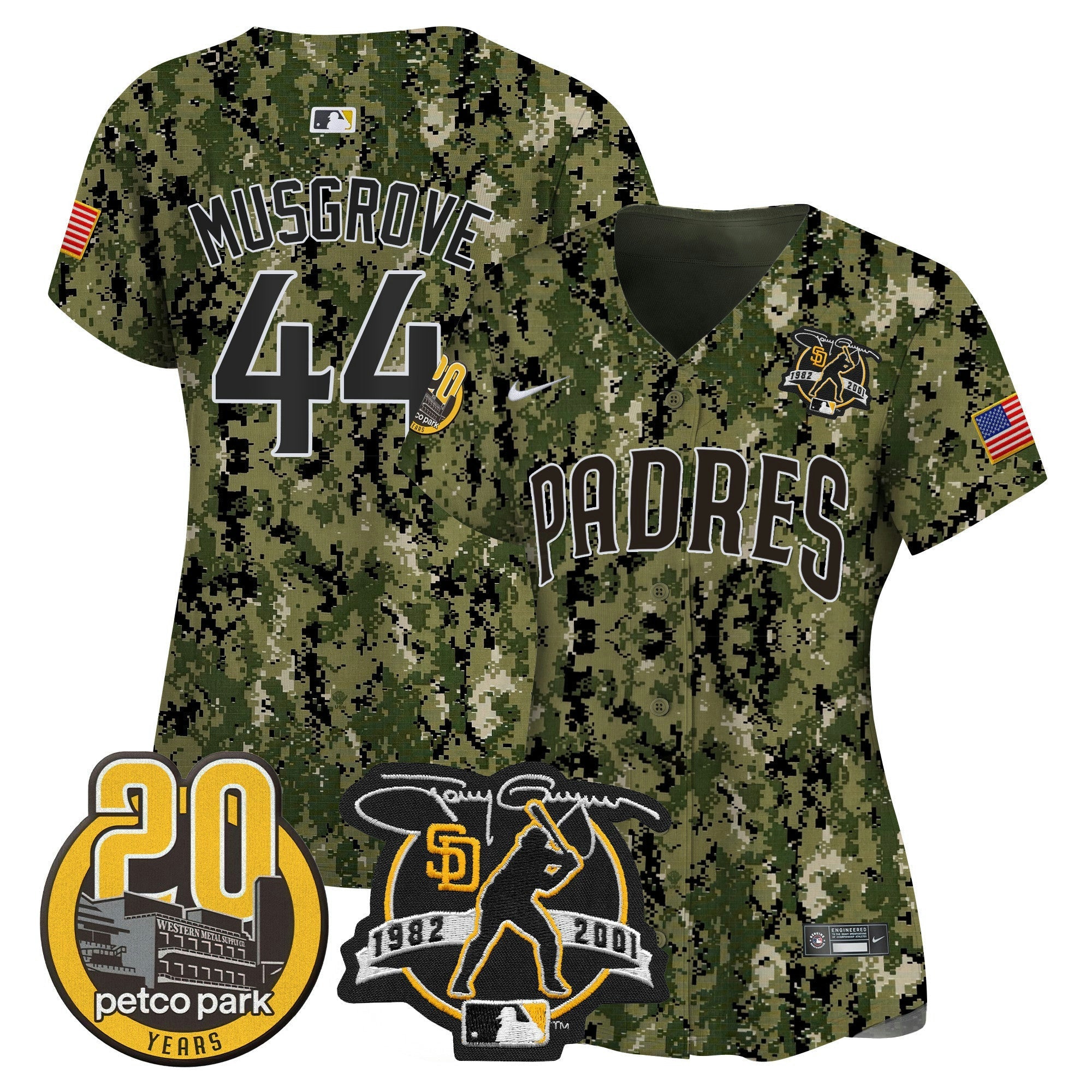 Camisa MLB Women’s Tony Gwynn & Petco Park 20th Patch USMC Vapor Premier Limited Jersey