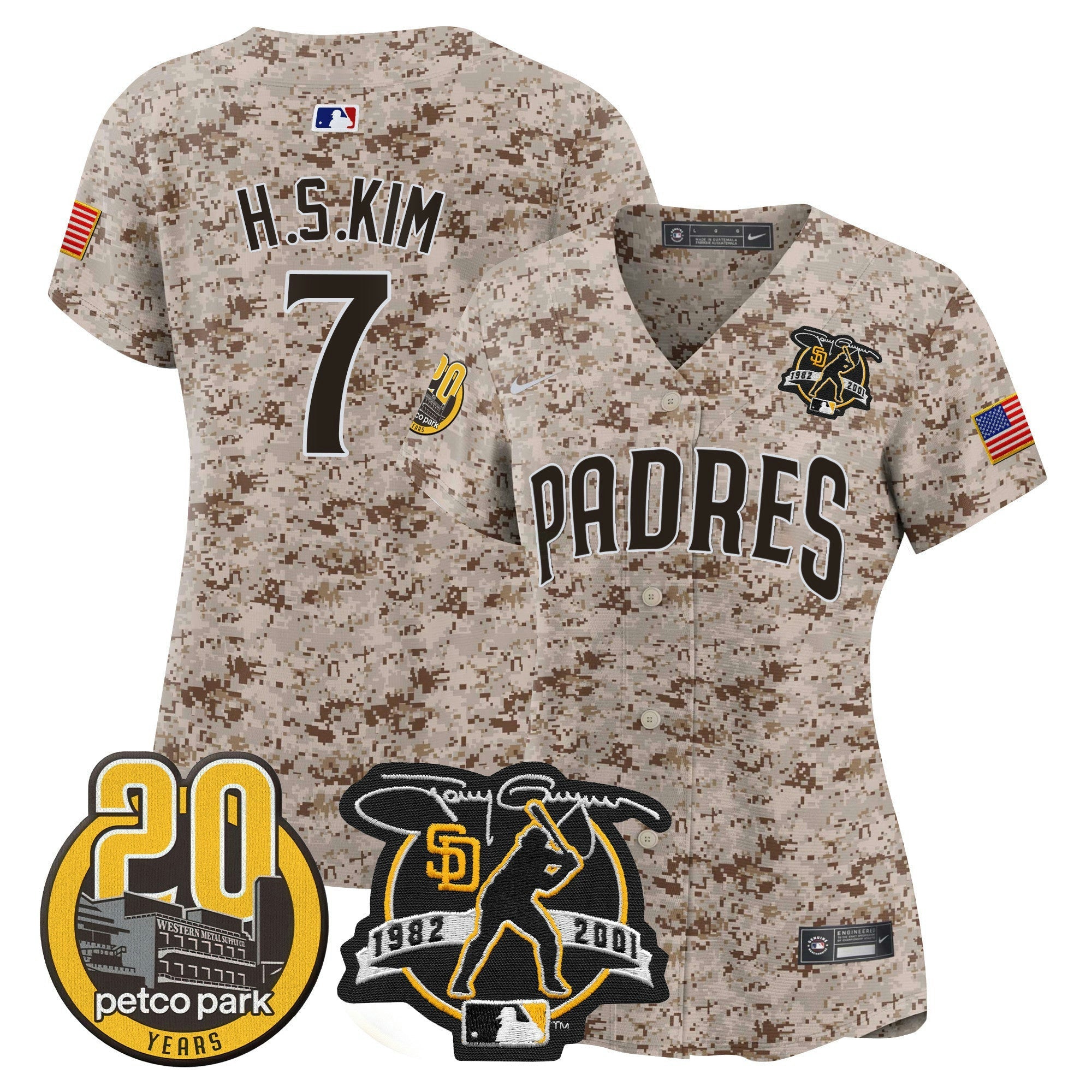 Camisa MLB Women’s Tony Gwynn & Petco Park 20th Patch USMC Vapor Premier Limited Jersey