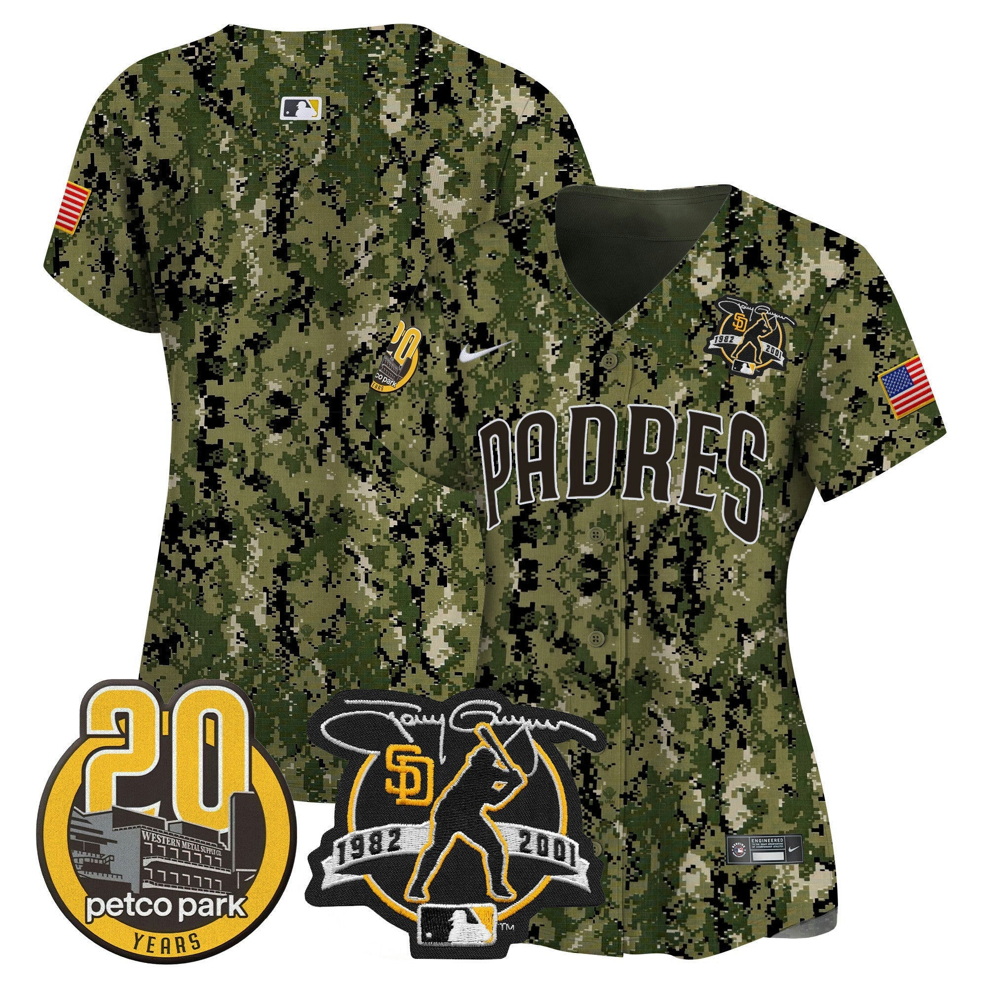Camisa MLB Women’s Tony Gwynn & Petco Park 20th Patch USMC Vapor Premier Limited Jersey