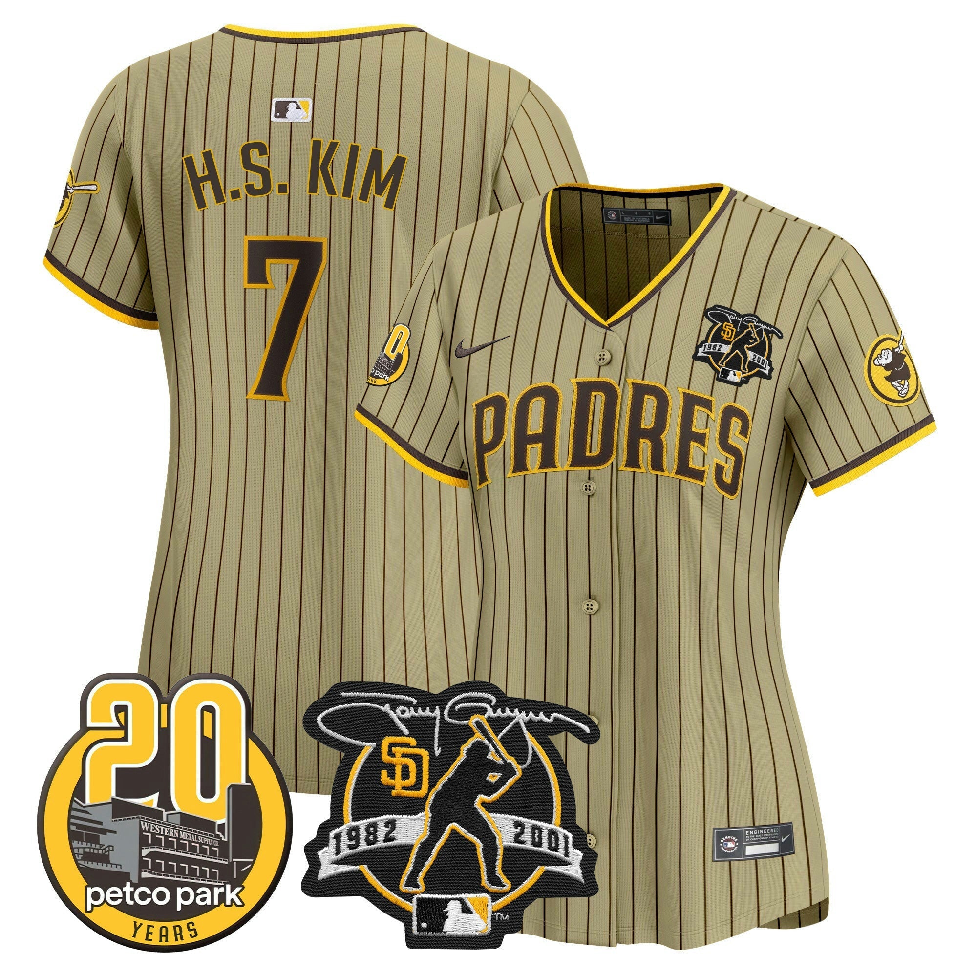Camisa MLB Women’s Tony Gwynn & Petco Park 20th Patch Vapor Premier Limited Jersey