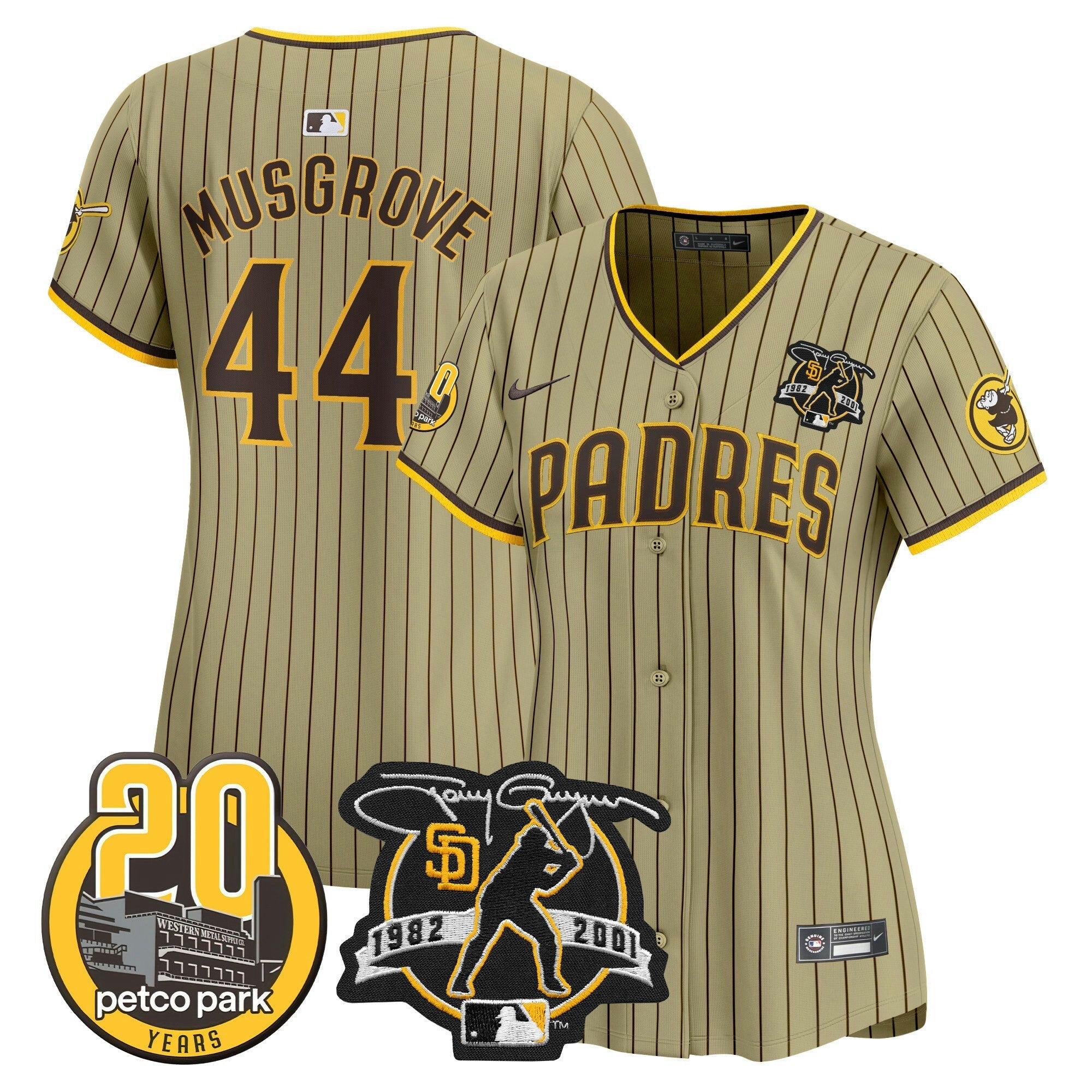 Camisa MLB Women’s Tony Gwynn & Petco Park 20th Patch Vapor Premier Limited Jersey