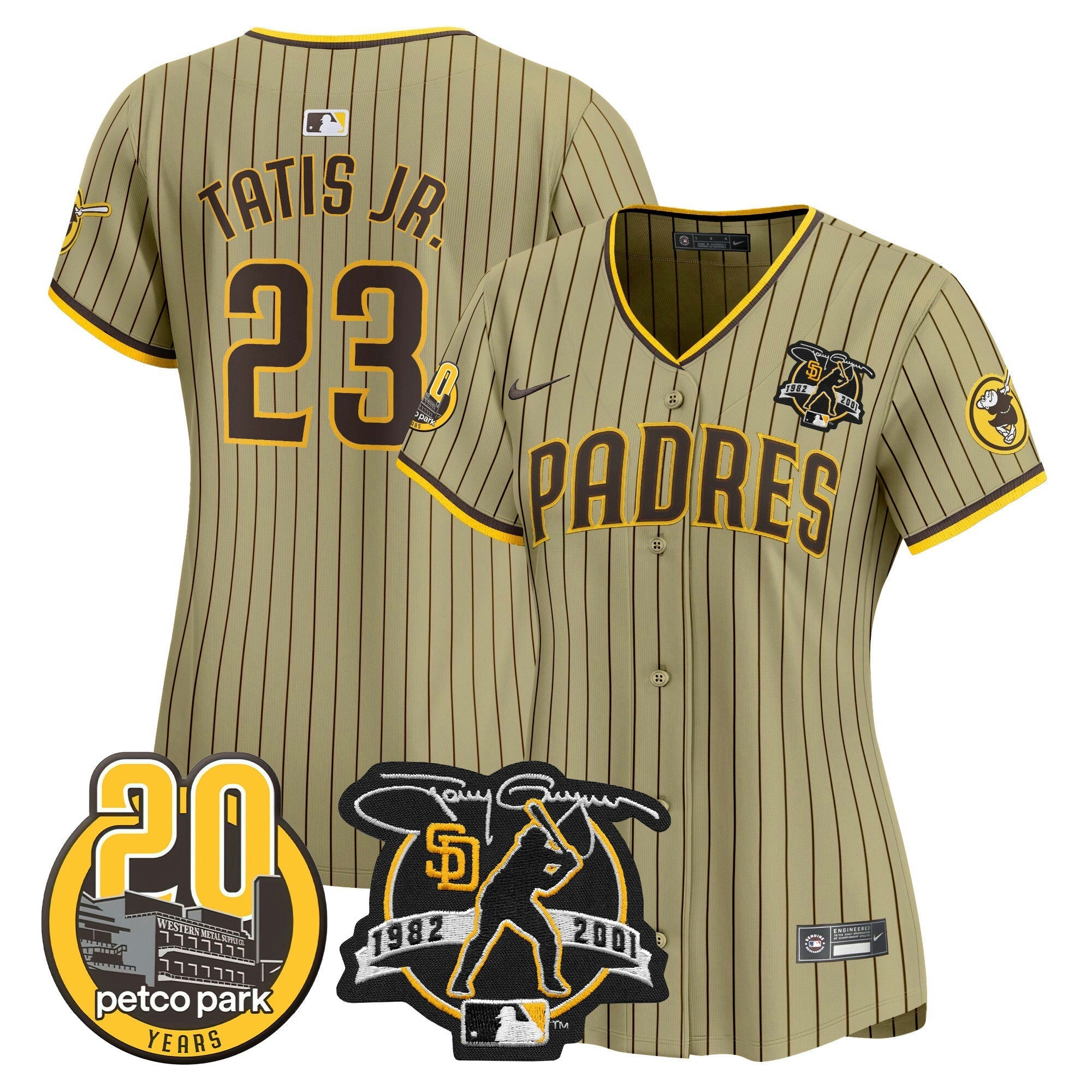 Camisa MLB Women’s Tony Gwynn & Petco Park 20th Patch Vapor Premier Limited Jersey