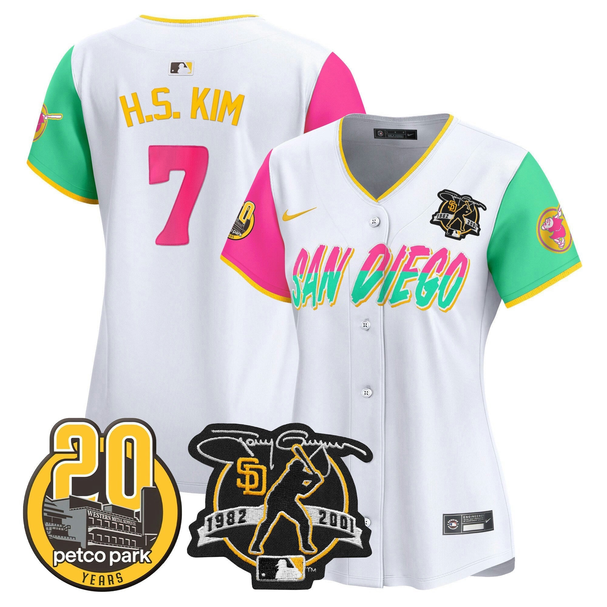 Camisa MLB Women’s Tony Gwynn & Petco Park 20th Patch Vapor Premier Limited Jersey