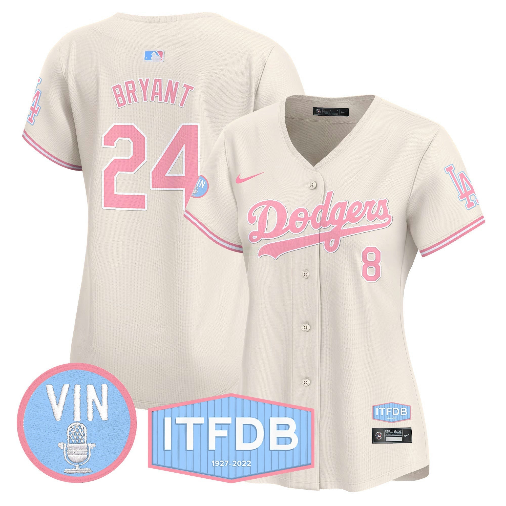 Camisa MLB Women’s Vin ITFDB Patch Bubblegum Pink Vapor Premier Limited Jersey