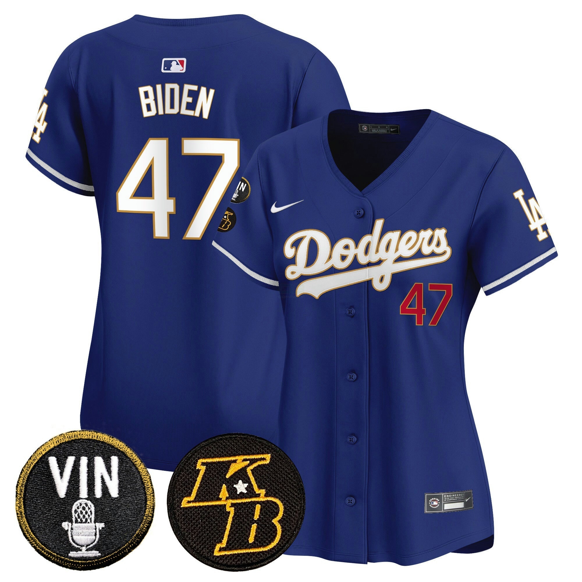 Camisa MLB Women’s Vin & Kobe Patch Dourada Trim Vapor Premier Limited Jersey