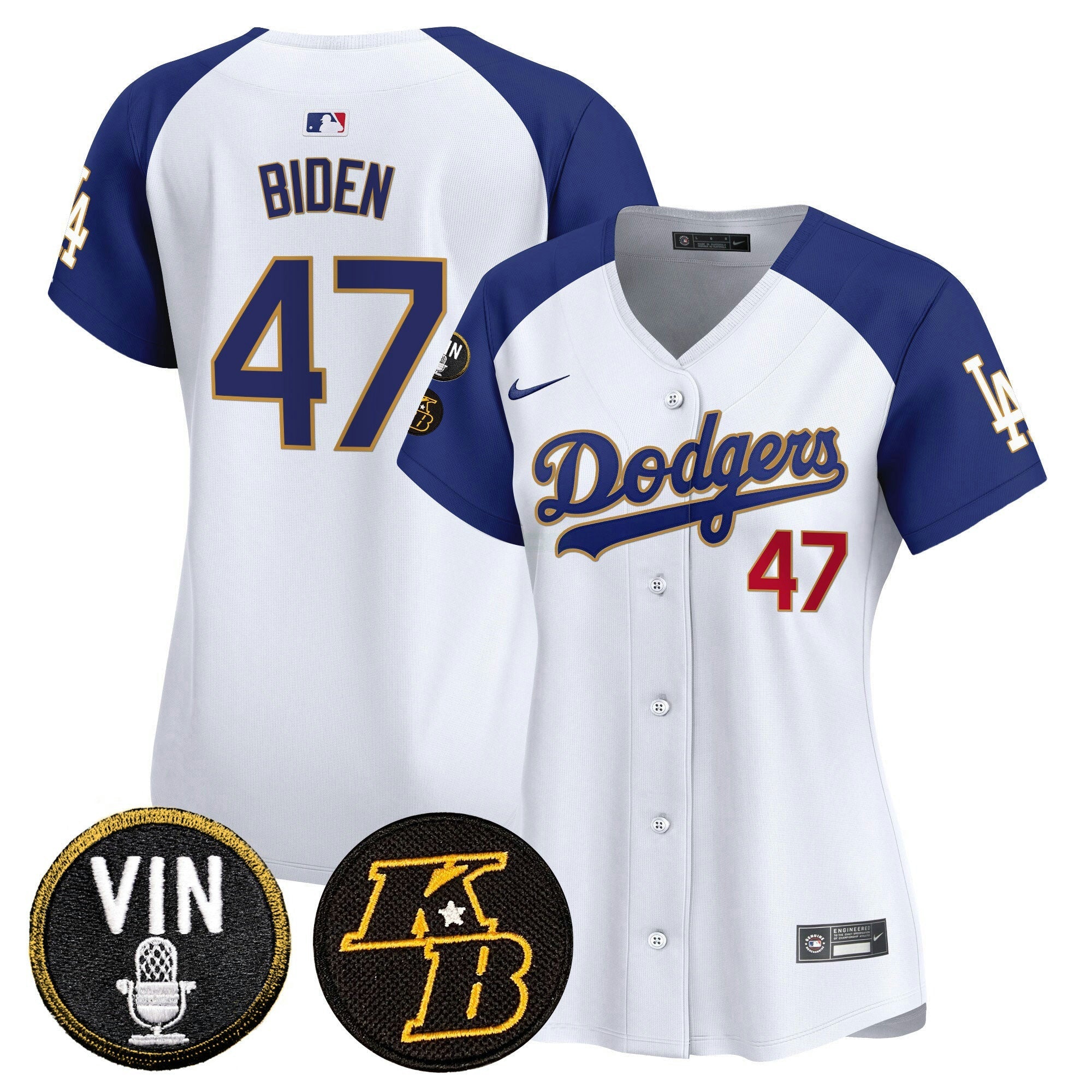 Camisa MLB Women’s Vin & Kobe Patch Dourada Trim Vapor Premier Limited Jersey