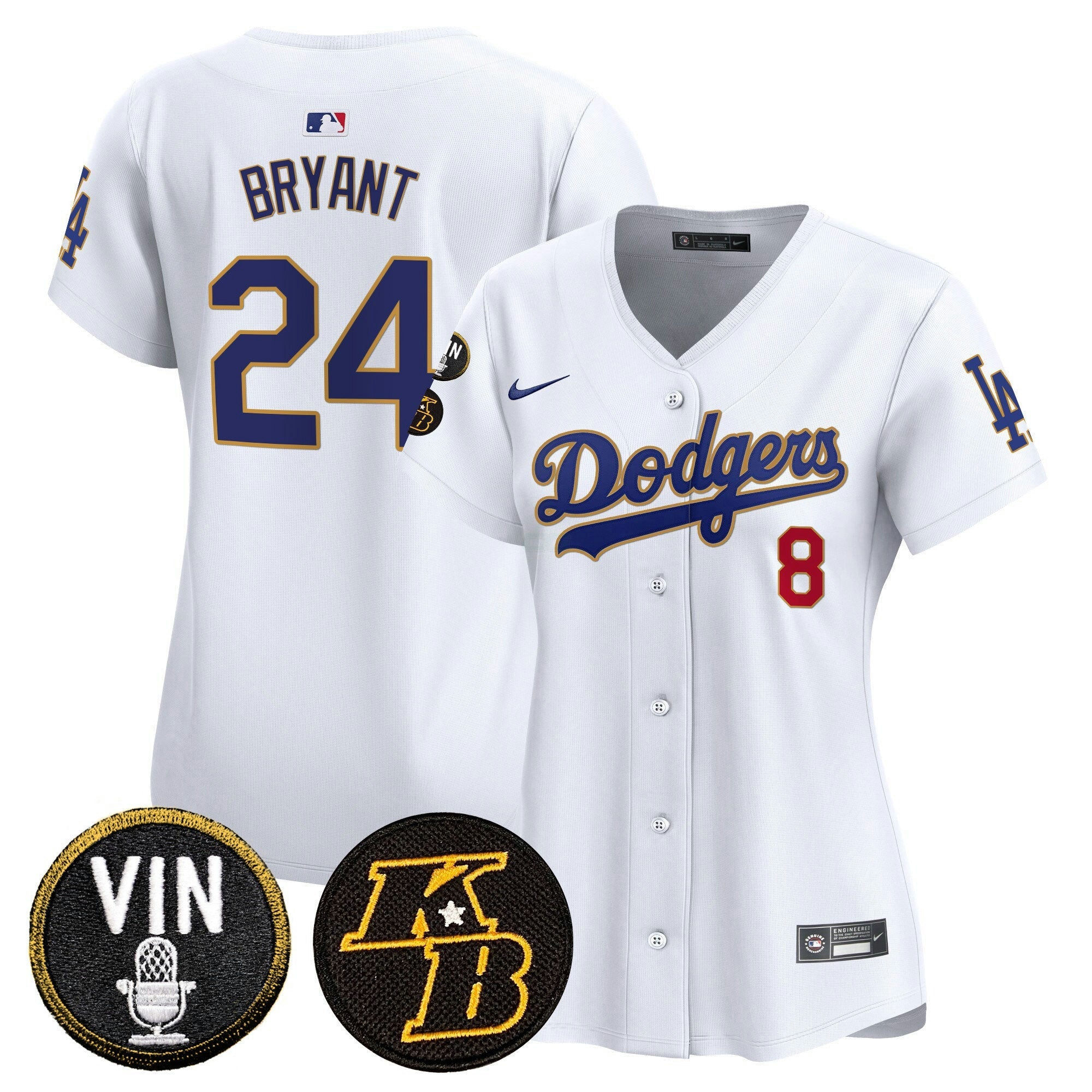 Camisa MLB Women’s Vin & Kobe Patch Dourada Trim Vapor Premier Limited Jersey