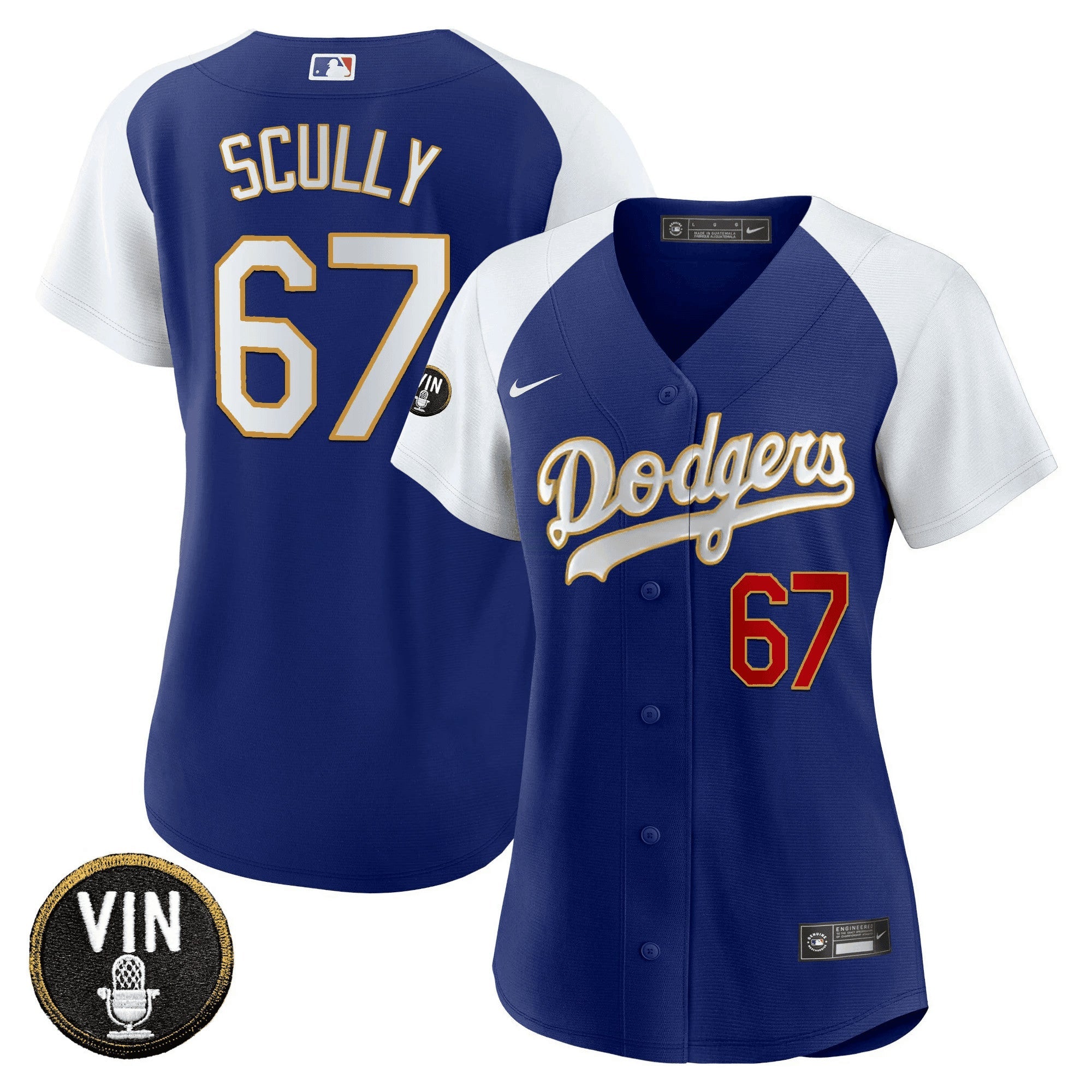 Camisa MLB Women’s Vin Scully Patch Dourada Trim Jersey