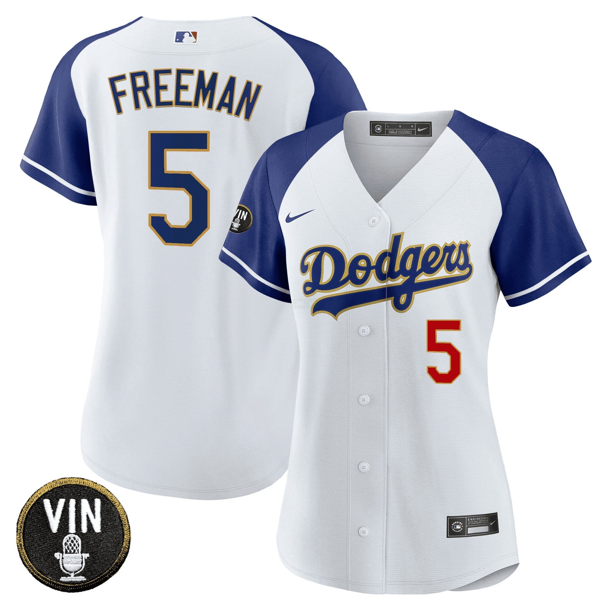 Camisa MLB Women’s Vin Scully Patch Dourada Trim Jersey