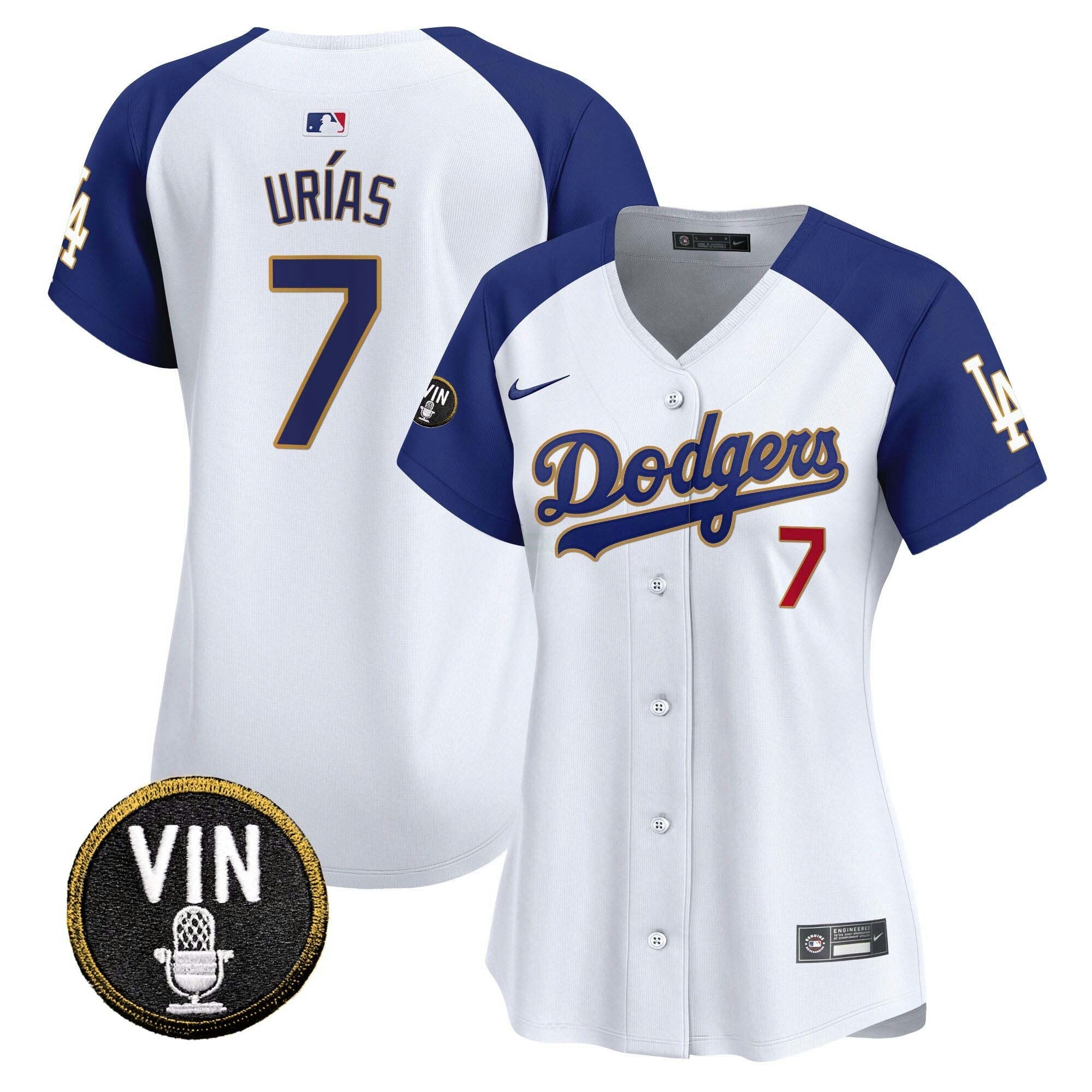 Camisa MLB Women’s Vin Scully Patch Dourada Trim Vapor Premier Limited Jersey