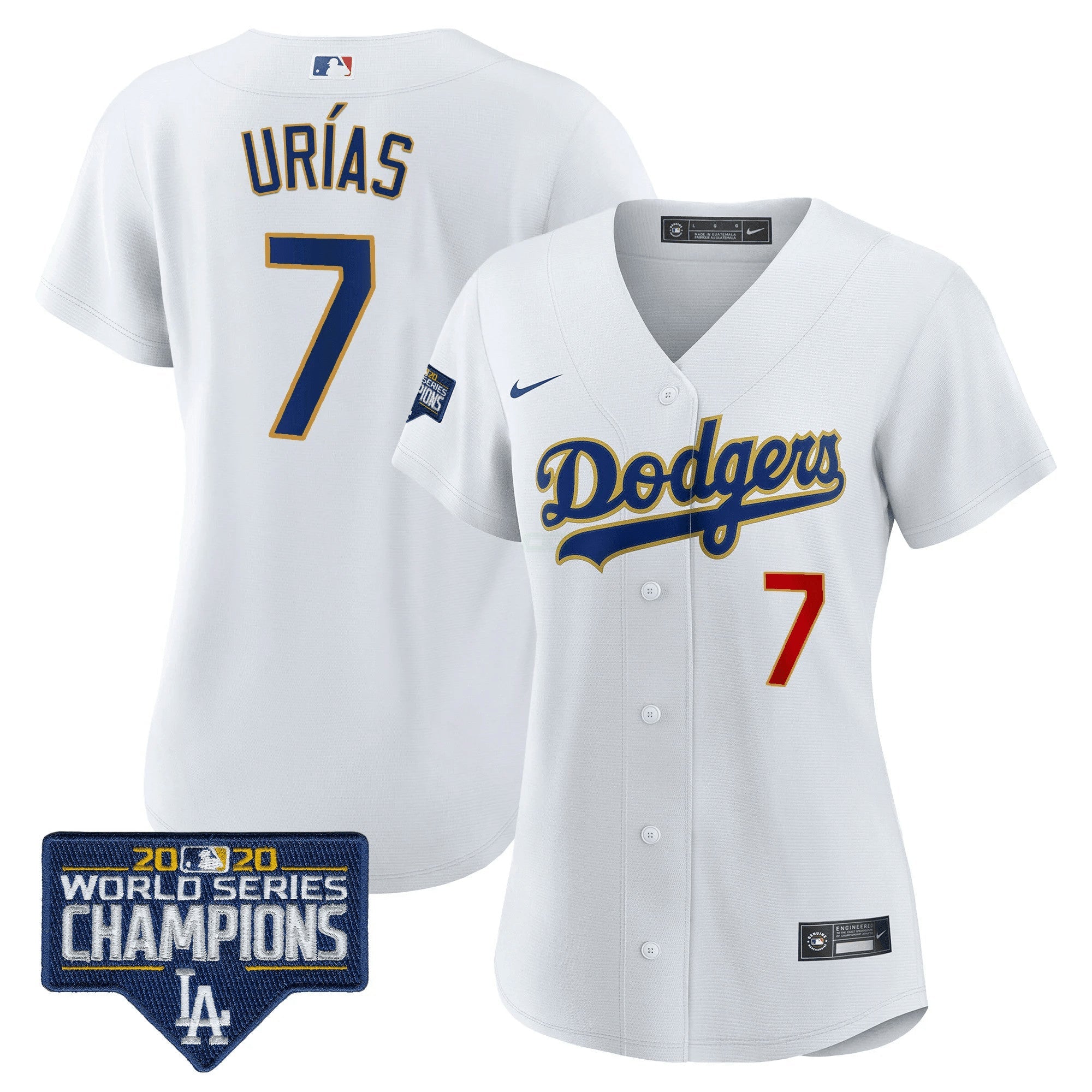 Camisa MLB Women’s World Series Champions Patch Dourada Trim Jersey