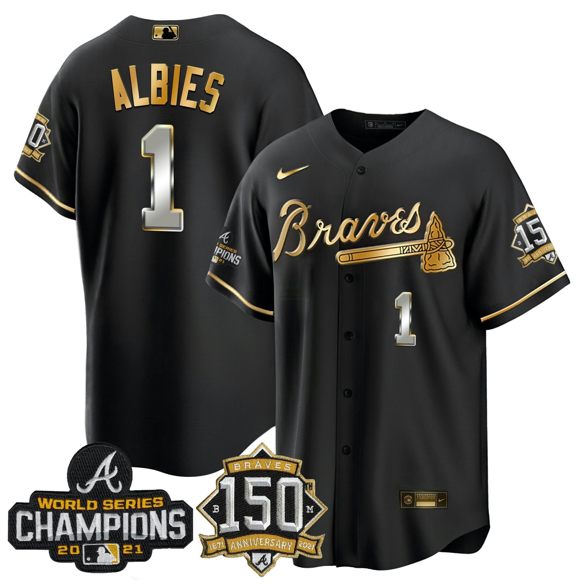Camisa MLB World Series Champion Preta Dourada Cool Base Jersey