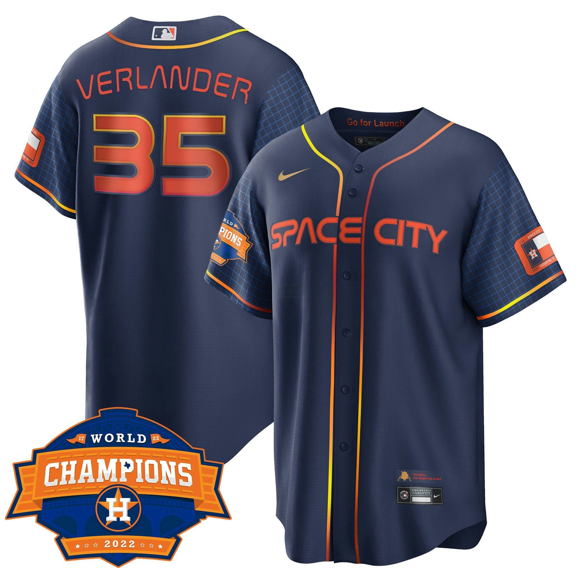 Camisa MLB Youth’s Houston Space City 2022 World Series Champions Patch Limited Jersey