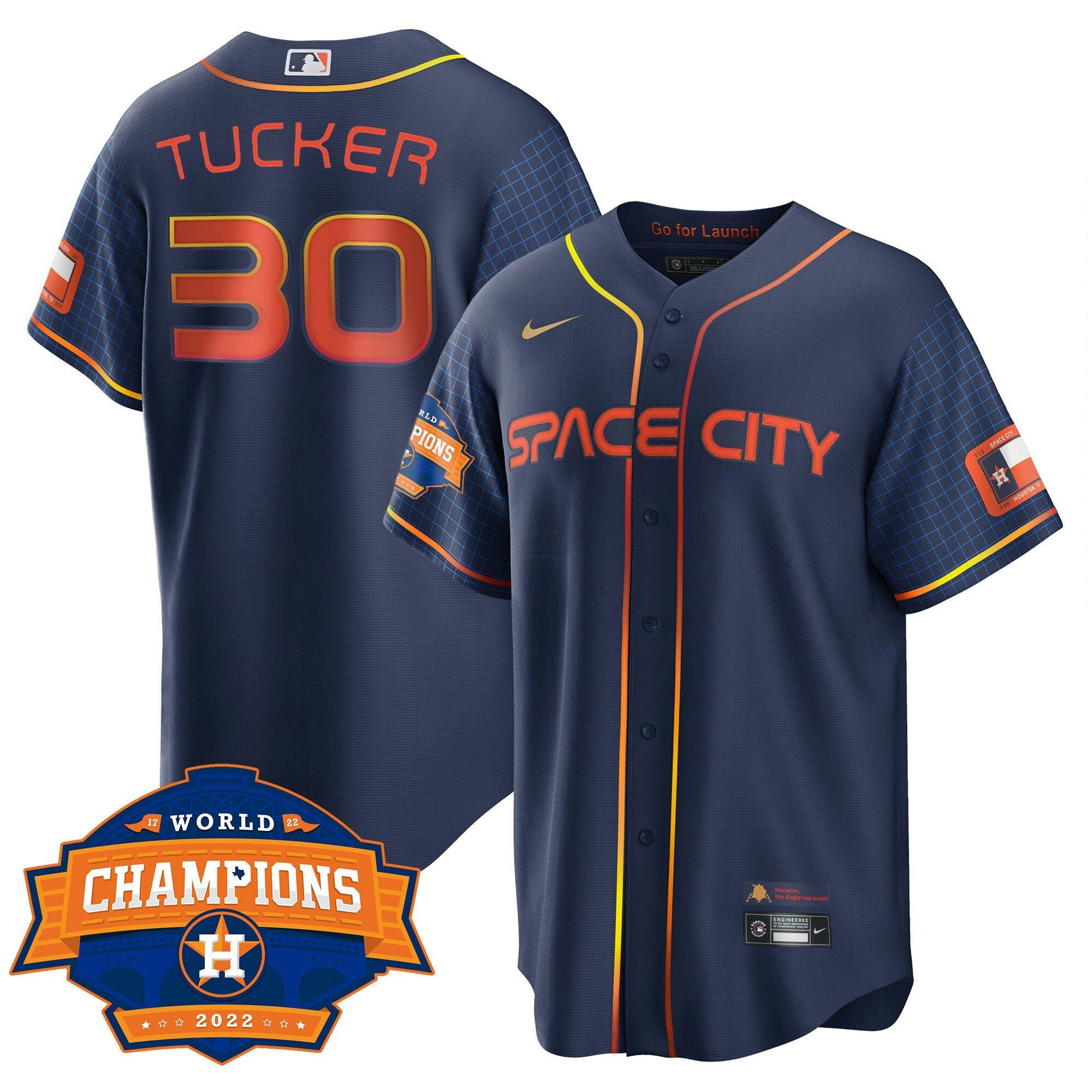 Camisa MLB Youth’s Houston Space City 2022 World Series Champions Patch Limited Jersey