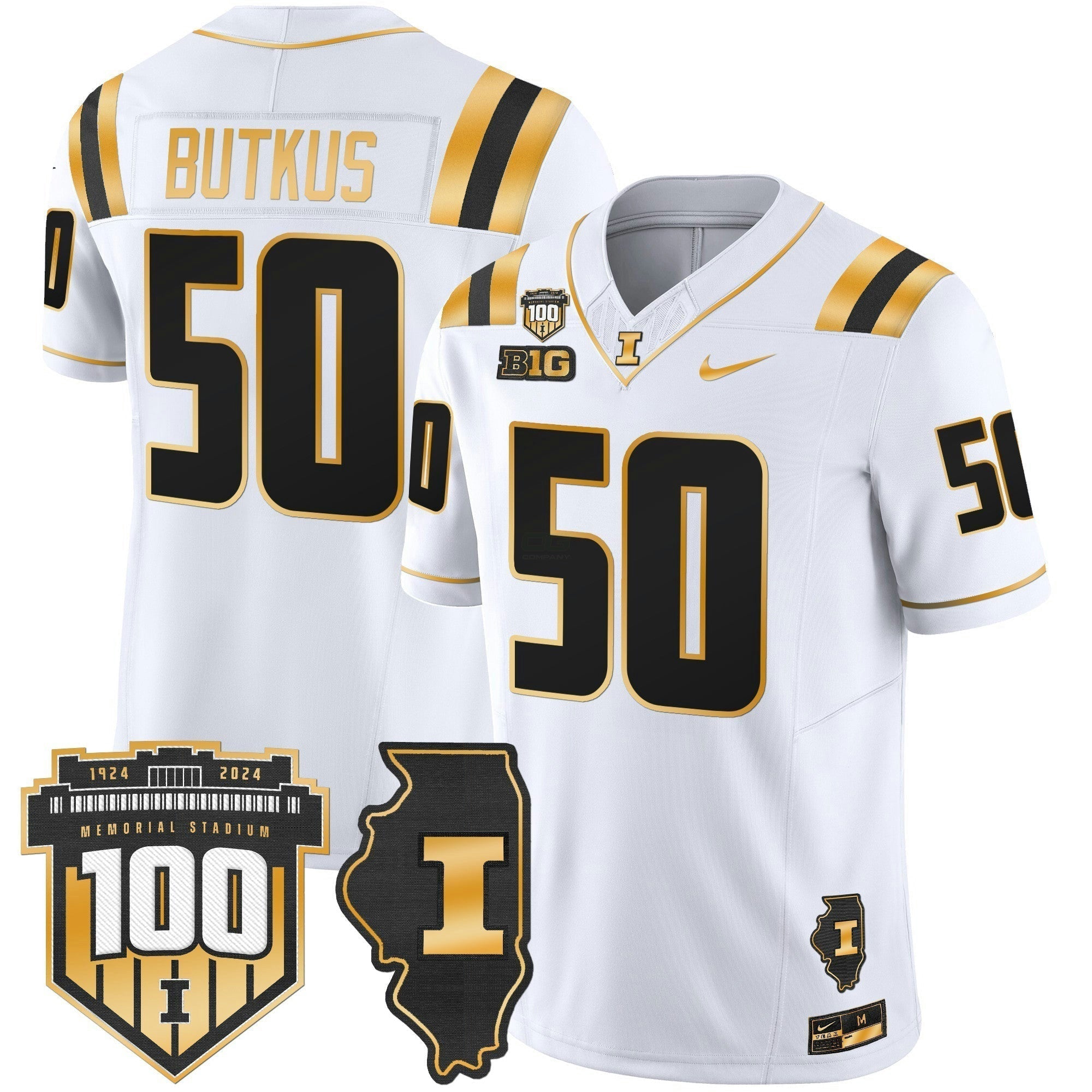 Camisa NCAA 100th Memorial Stadium Patch Dourada Vapor Limited Jersey