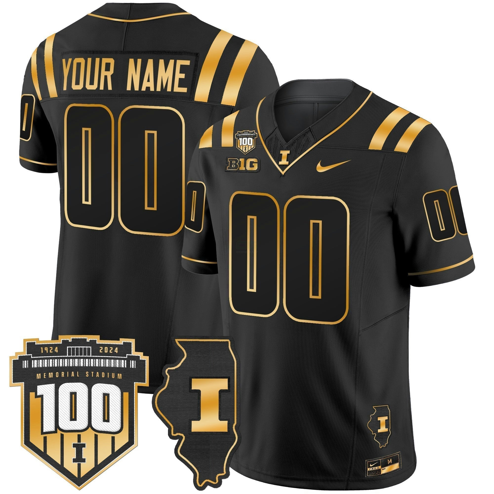Camisa NCAA 100th Memorial Stadium Patch Dourada Vapor Limited Jersey