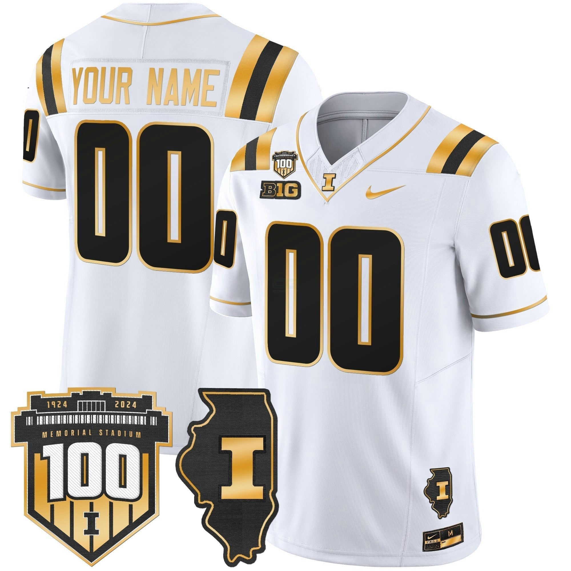 Camisa NCAA 100th Memorial Stadium Patch Dourada Vapor Limited Jersey