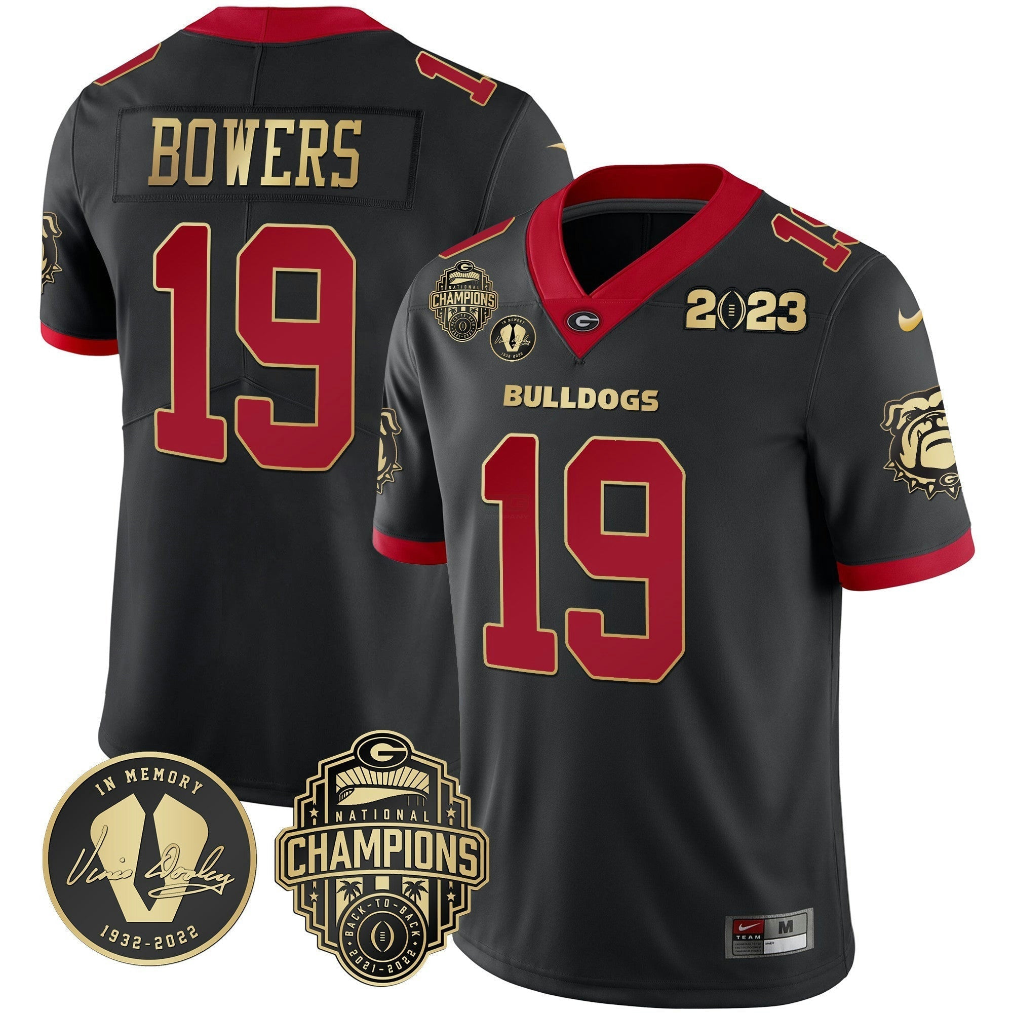 Camisa NCAA 2023 Champions & Vince Dooley Patch Jersey