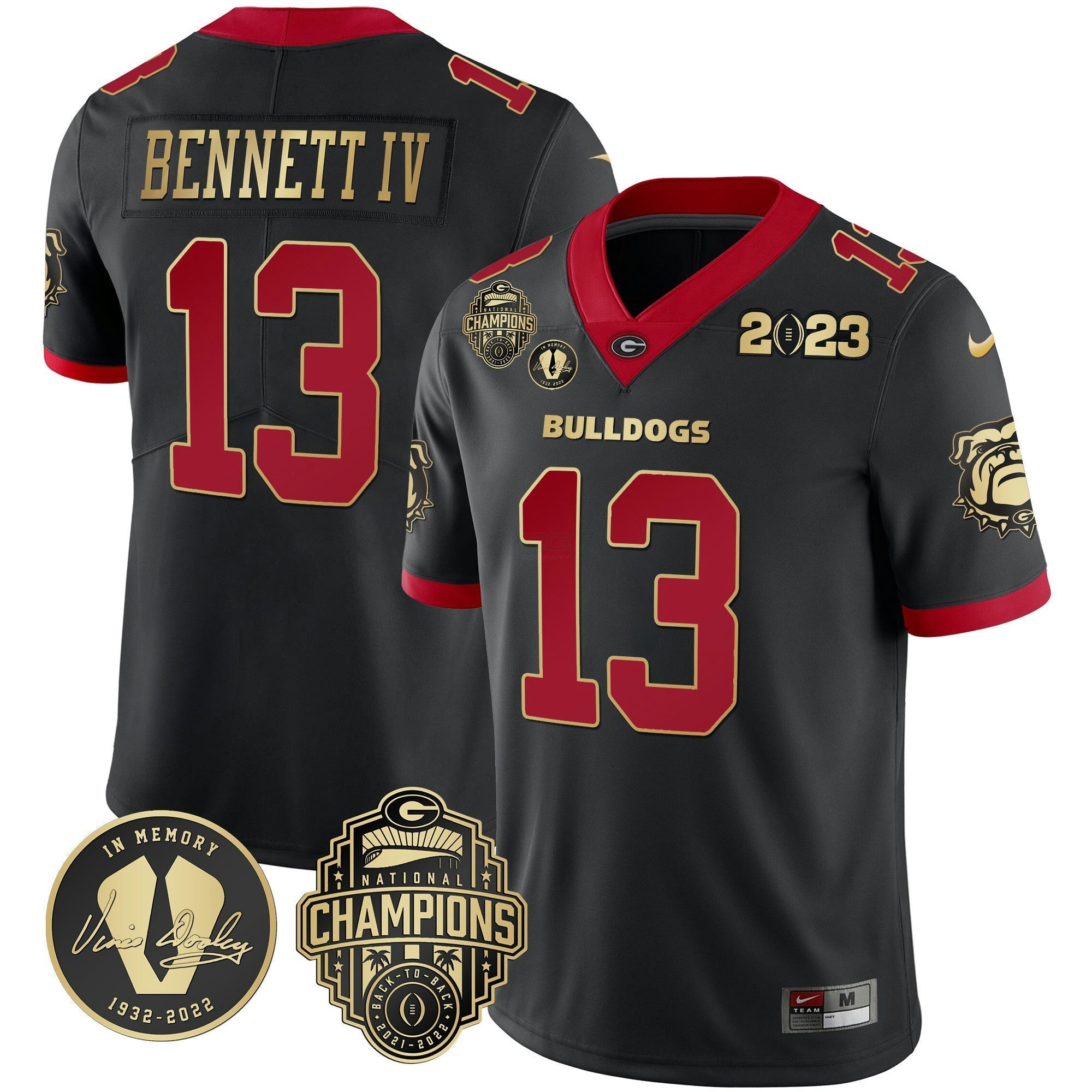 Camisa NCAA 2023 Champions & Vince Dooley Patch Jersey