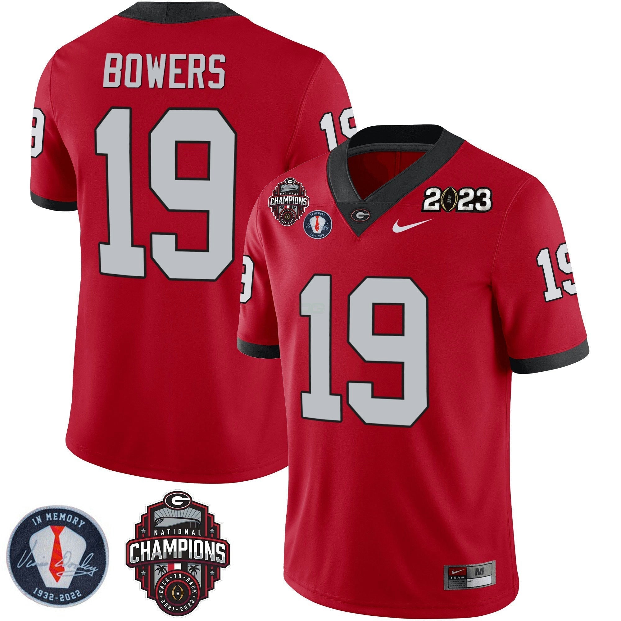 Camisa NCAA 2023 Champions & Vince Dooley Patch Jersey