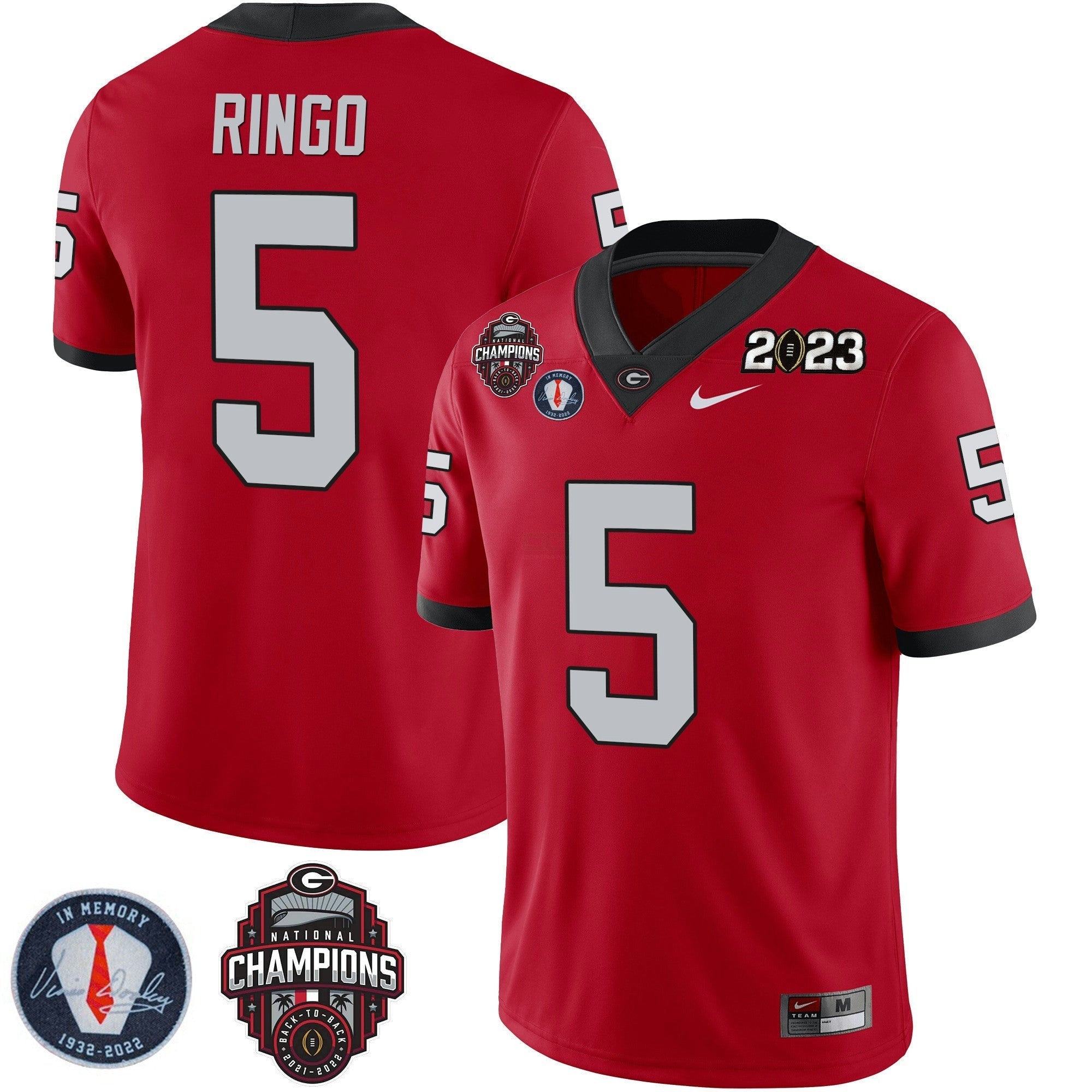Camisa NCAA 2023 Champions & Vince Dooley Patch Jersey