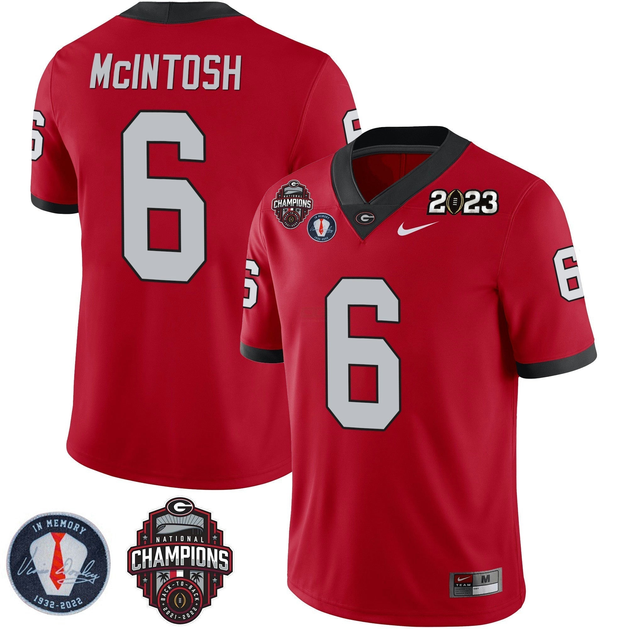 Camisa NCAA 2023 Champions & Vince Dooley Patch Jersey
